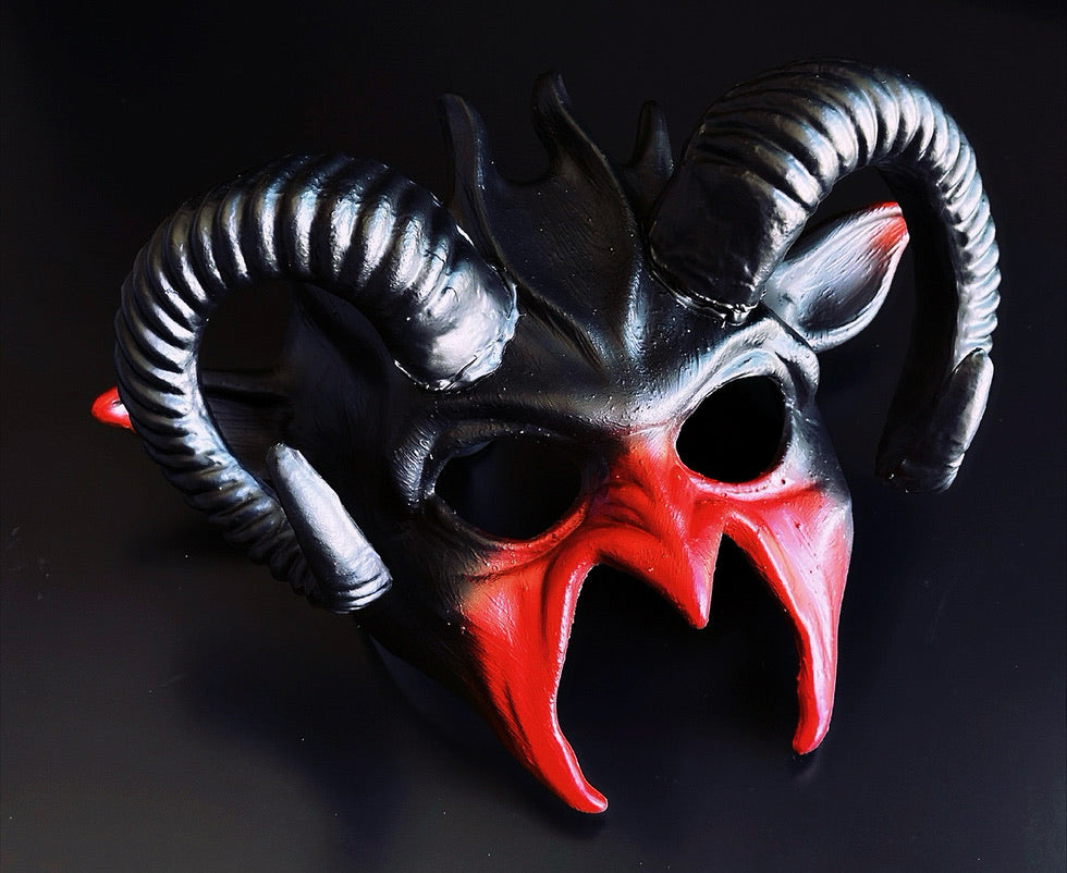 Black & Red Ram Horn Gothic Devil Cosplay Mask