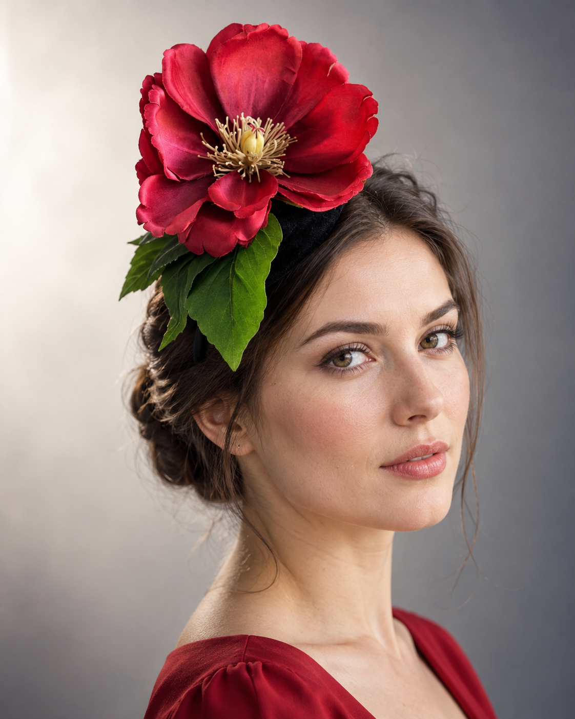 Red Velvet Bloom Fascinator