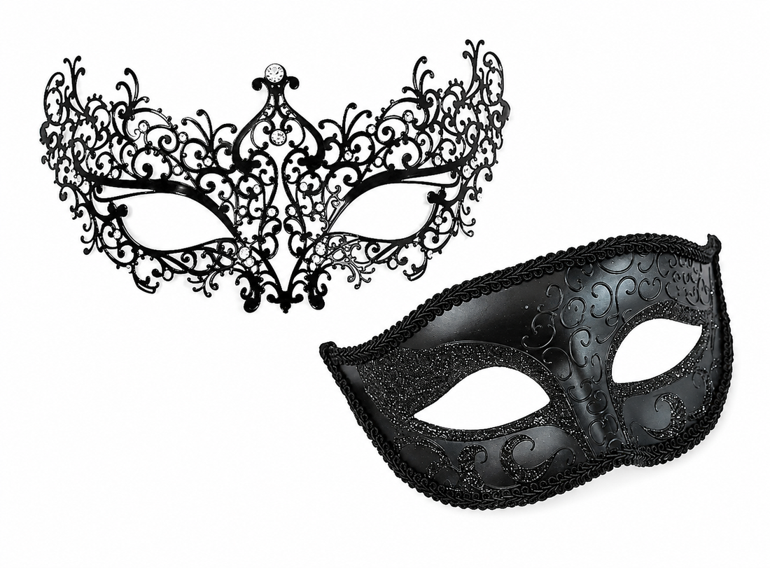 Noir Elegance Pair - Black Scroll