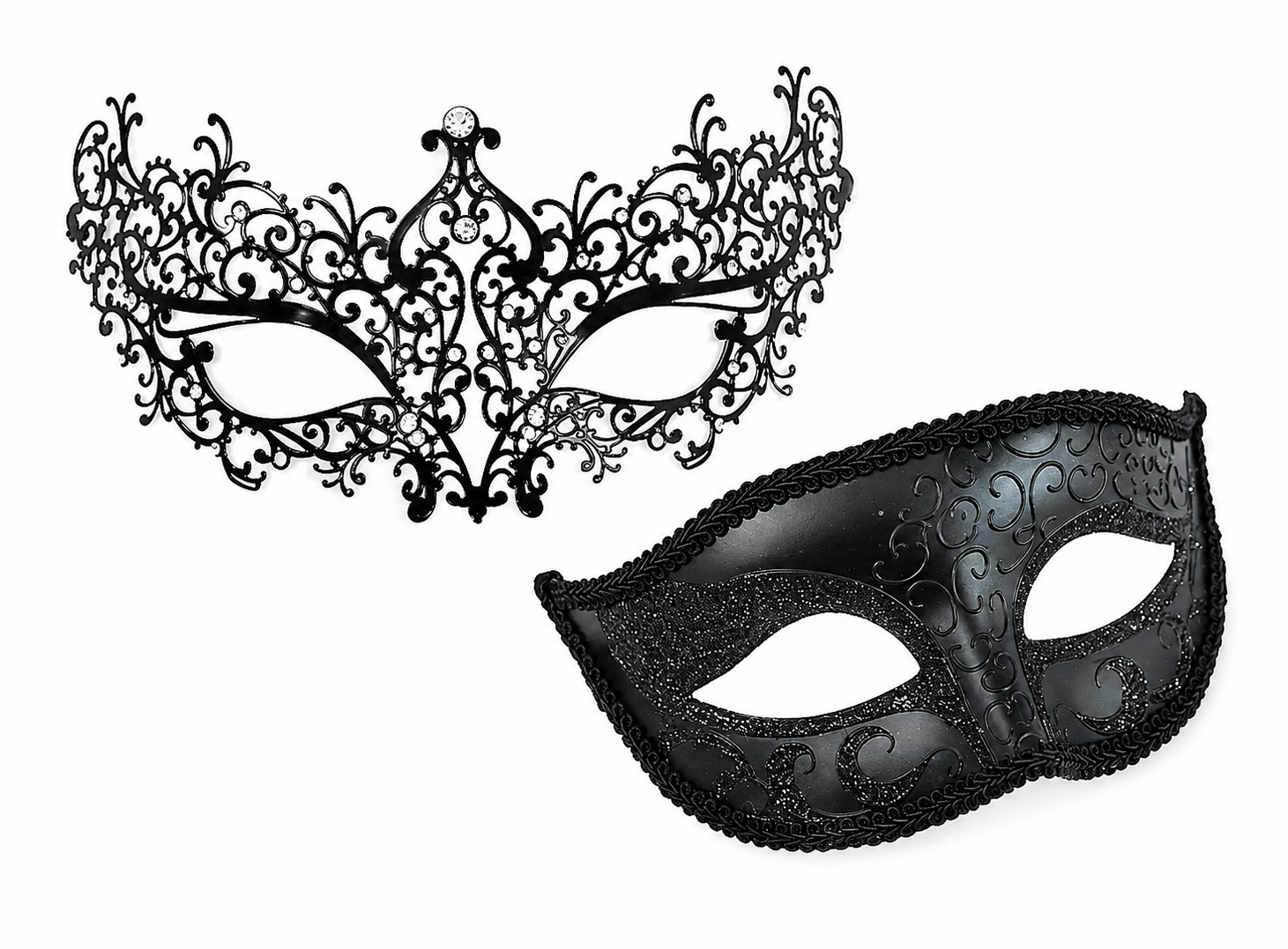Noir Elegance Pair - Black Scroll