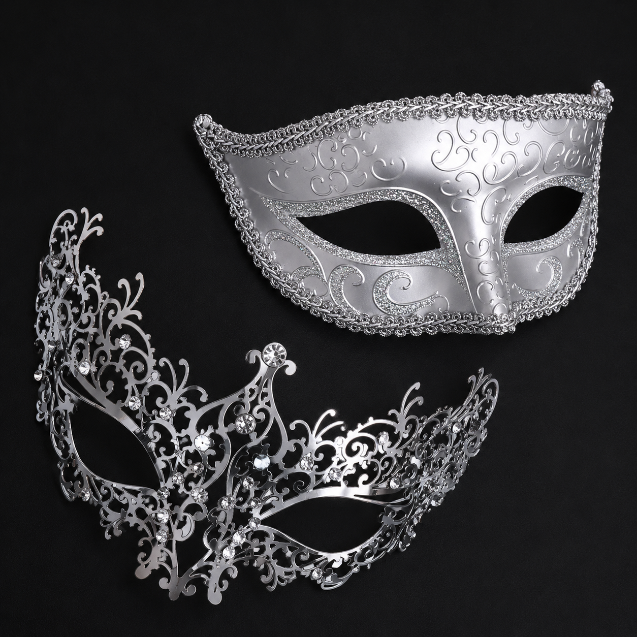 Silver Crystal Noir Pair