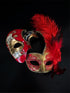 Couples Venetian red gold masquerade mask set.