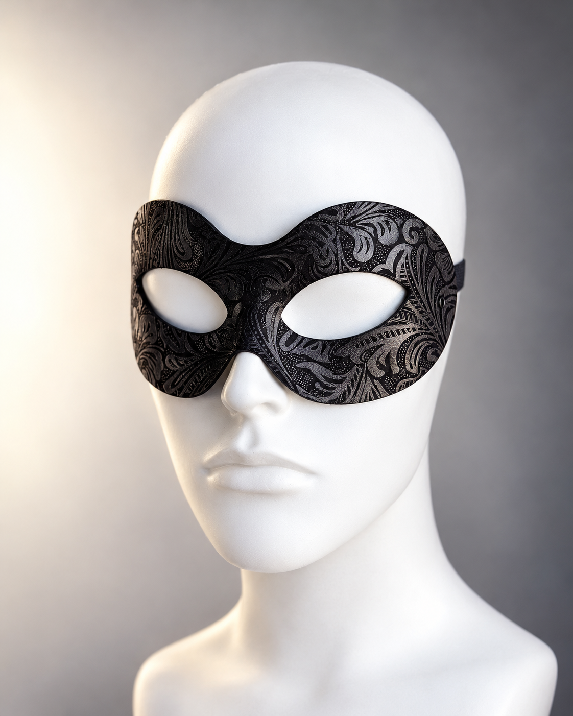 Black Floral Damask Masquerade Mask