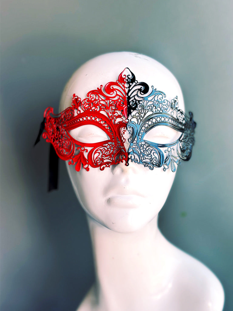 Yin Yang Metal Mask - Red Black