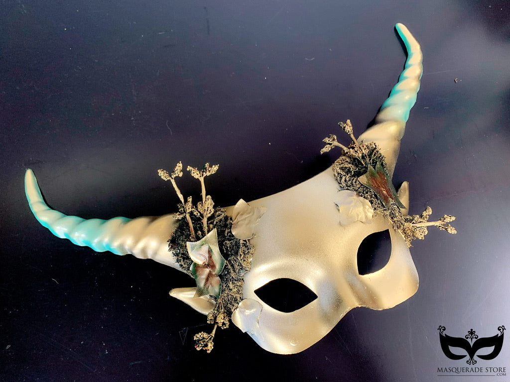 Long Horn Mask - Gold Green