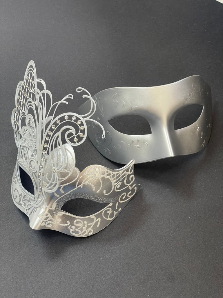 Noir Elegance - Silver White Butterfly