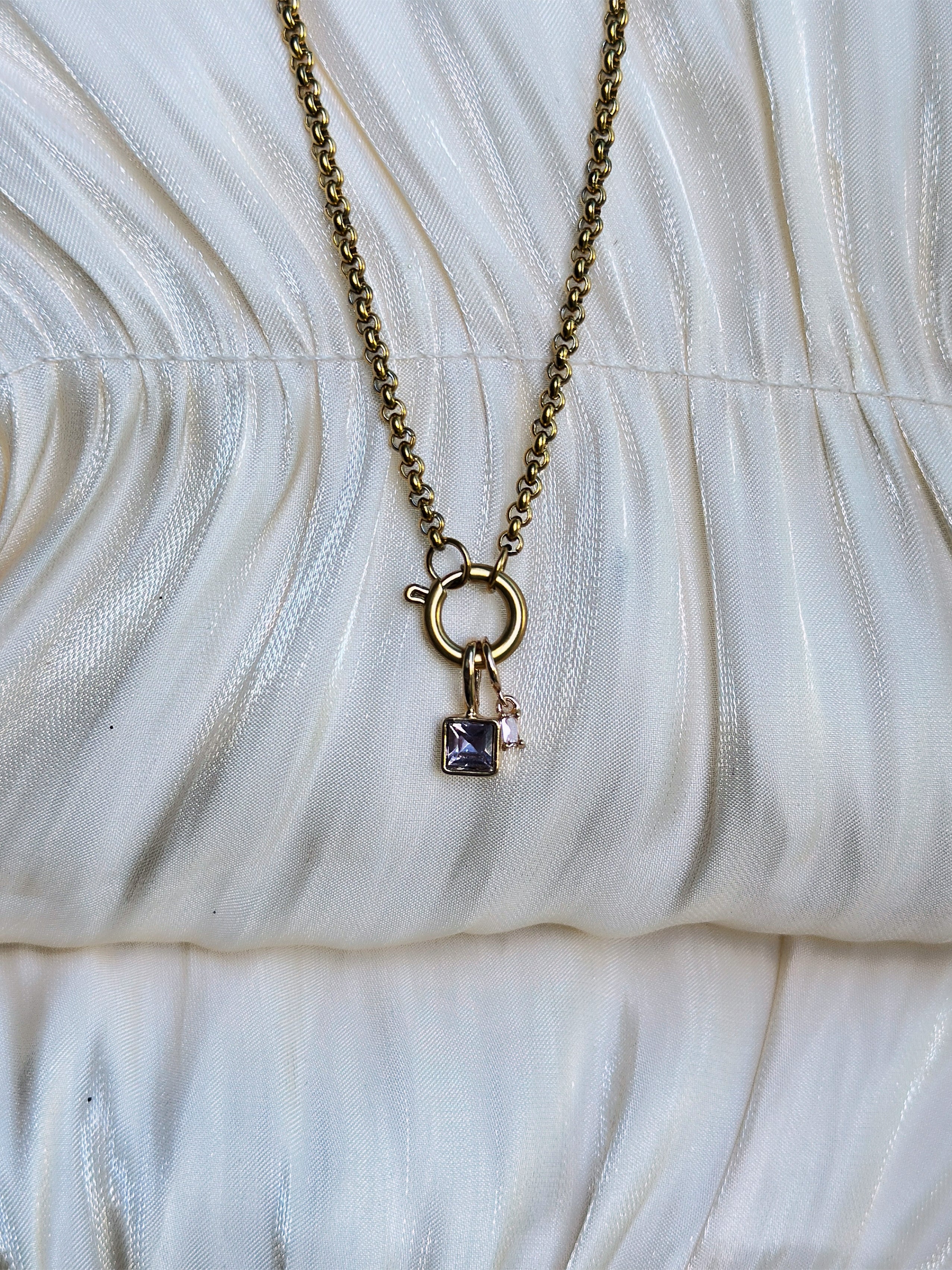 Elara Dual Charm - Necklace (Light Purple/ Opal)