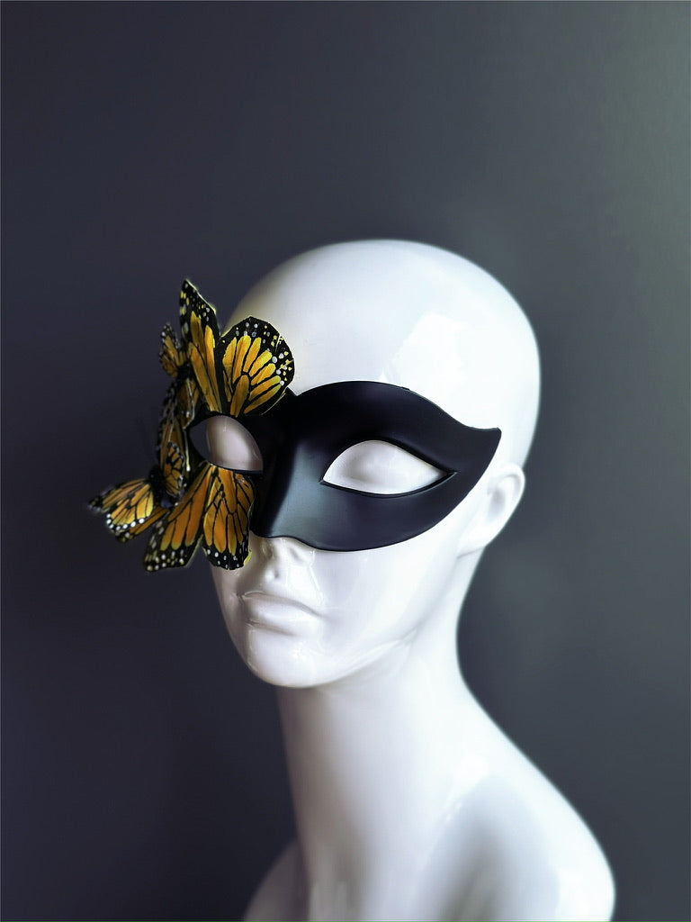 Butterfly Mask - Black and Yellow Monarch