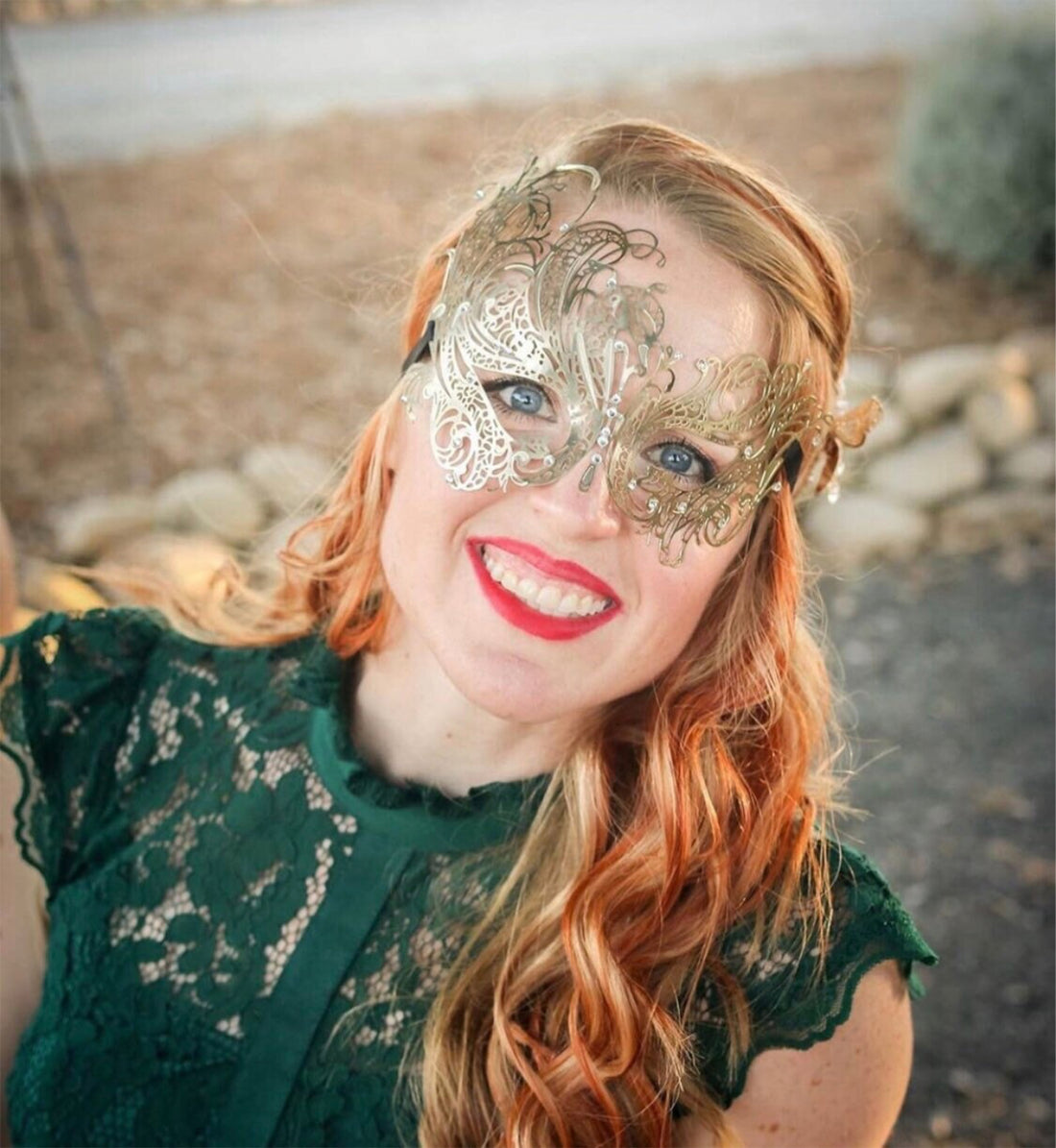 Swan Rhinestone Mask - Gold Silver Rose Gold Black