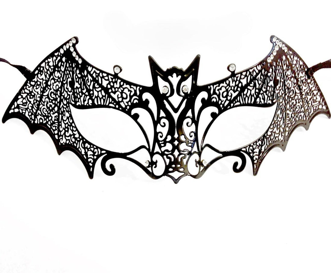 Kids Bat Rhinestone Mask - Black
