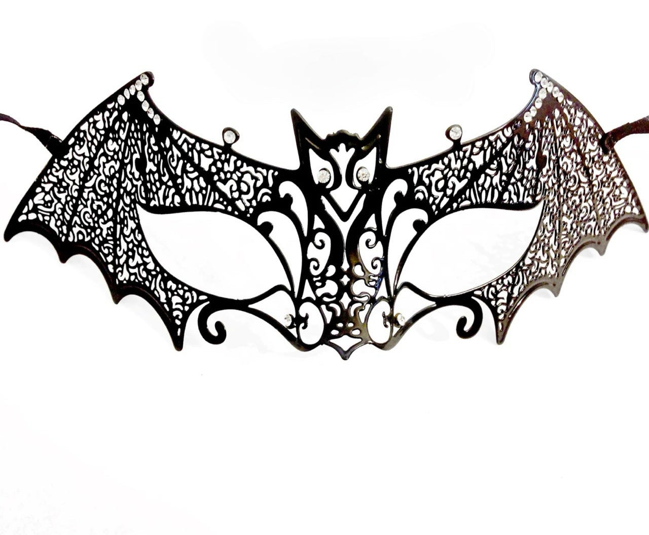 Kids Bat Rhinestone Mask - Black
