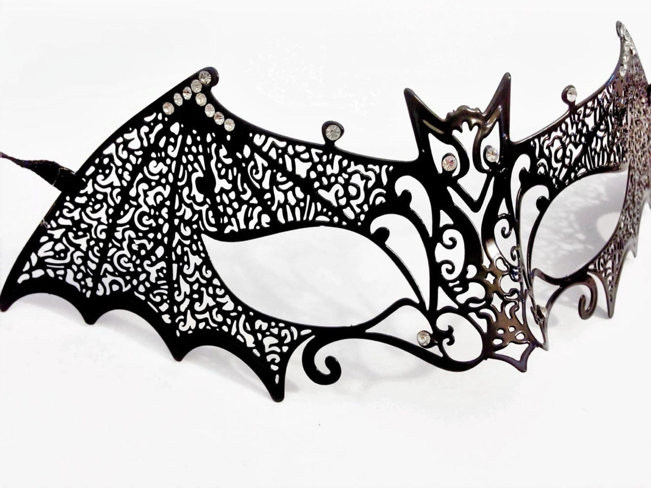 Kids Bat Rhinestone Mask - Black