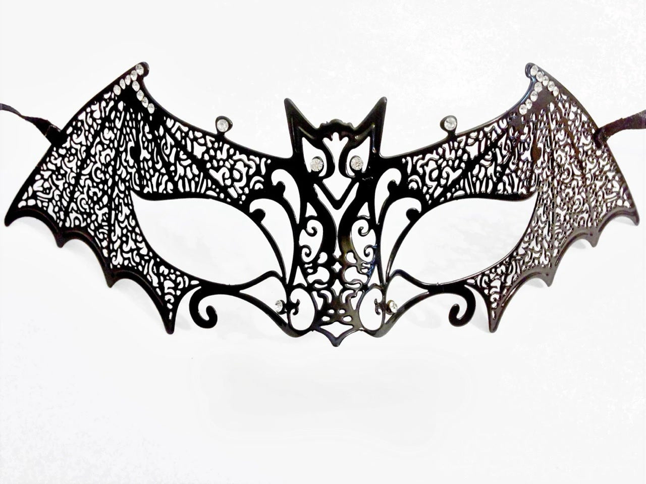 Kids Bat Rhinestone Mask - Black