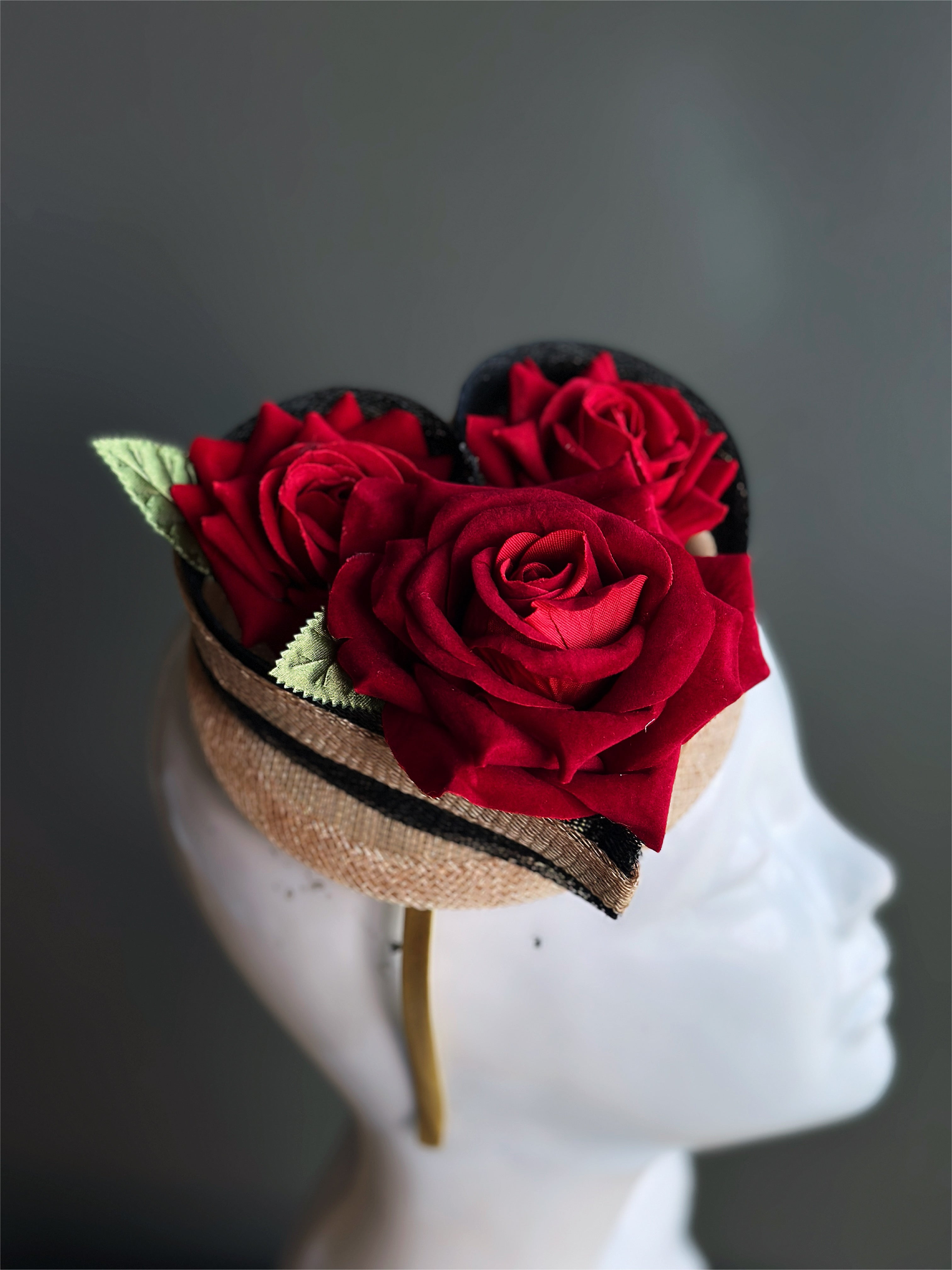 Red Rose Bouquet Fascinator Hat