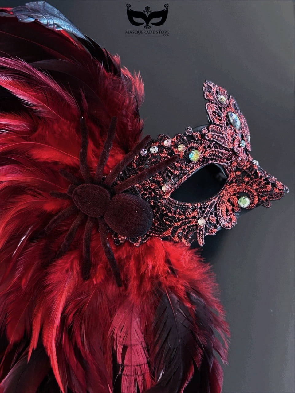 Lux Feather Mask - Black Widow Spider