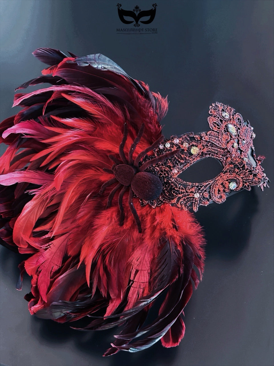 Lux Feather Mask - Black Widow Spider