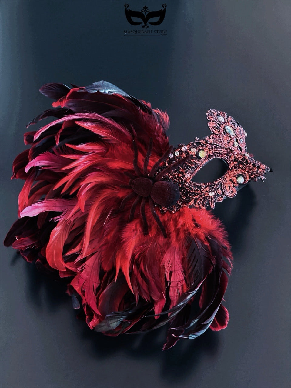 Lux Feather Mask - Black Widow Spider