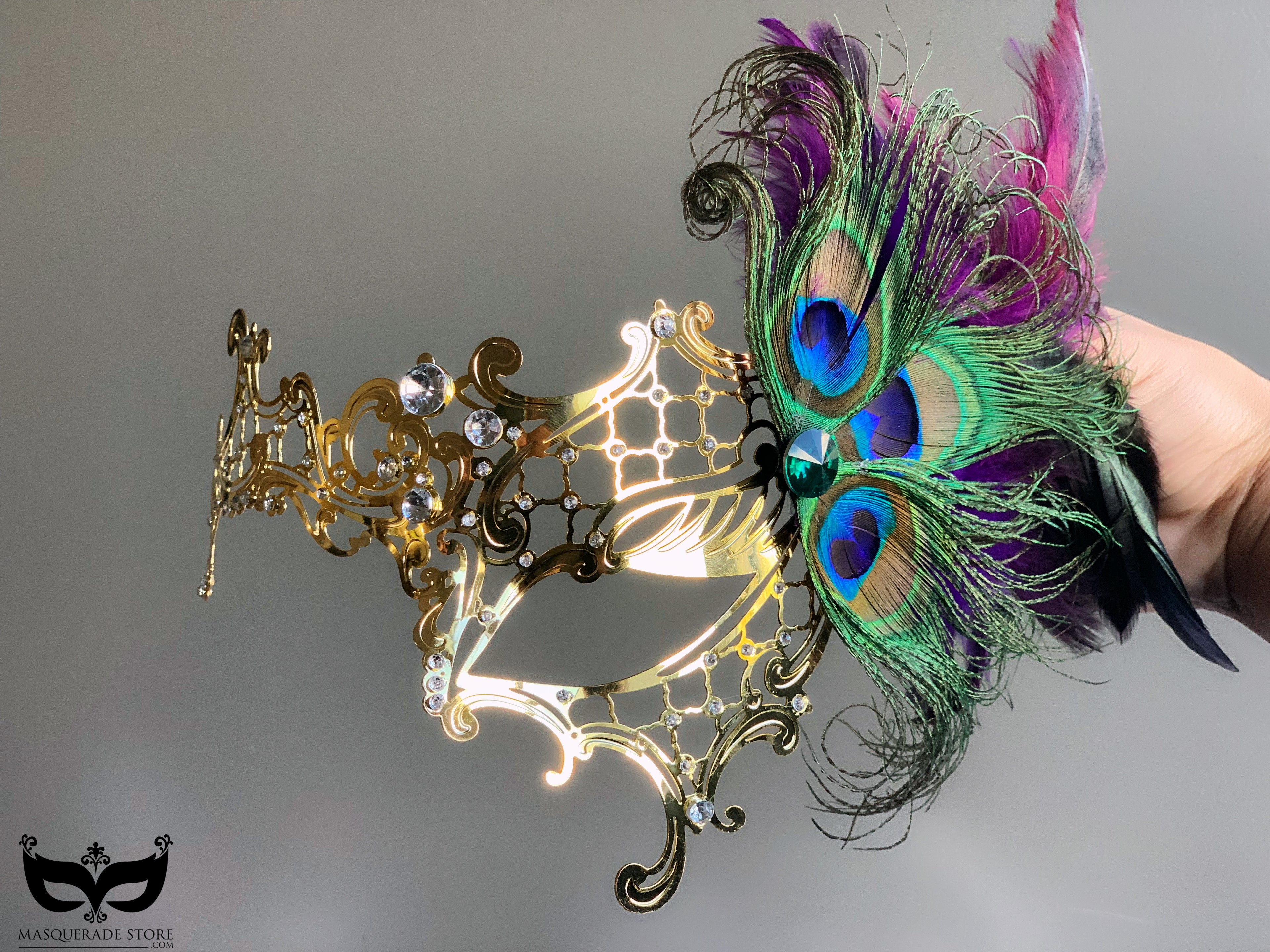 Gold Phantom Mask - Purple Peacock