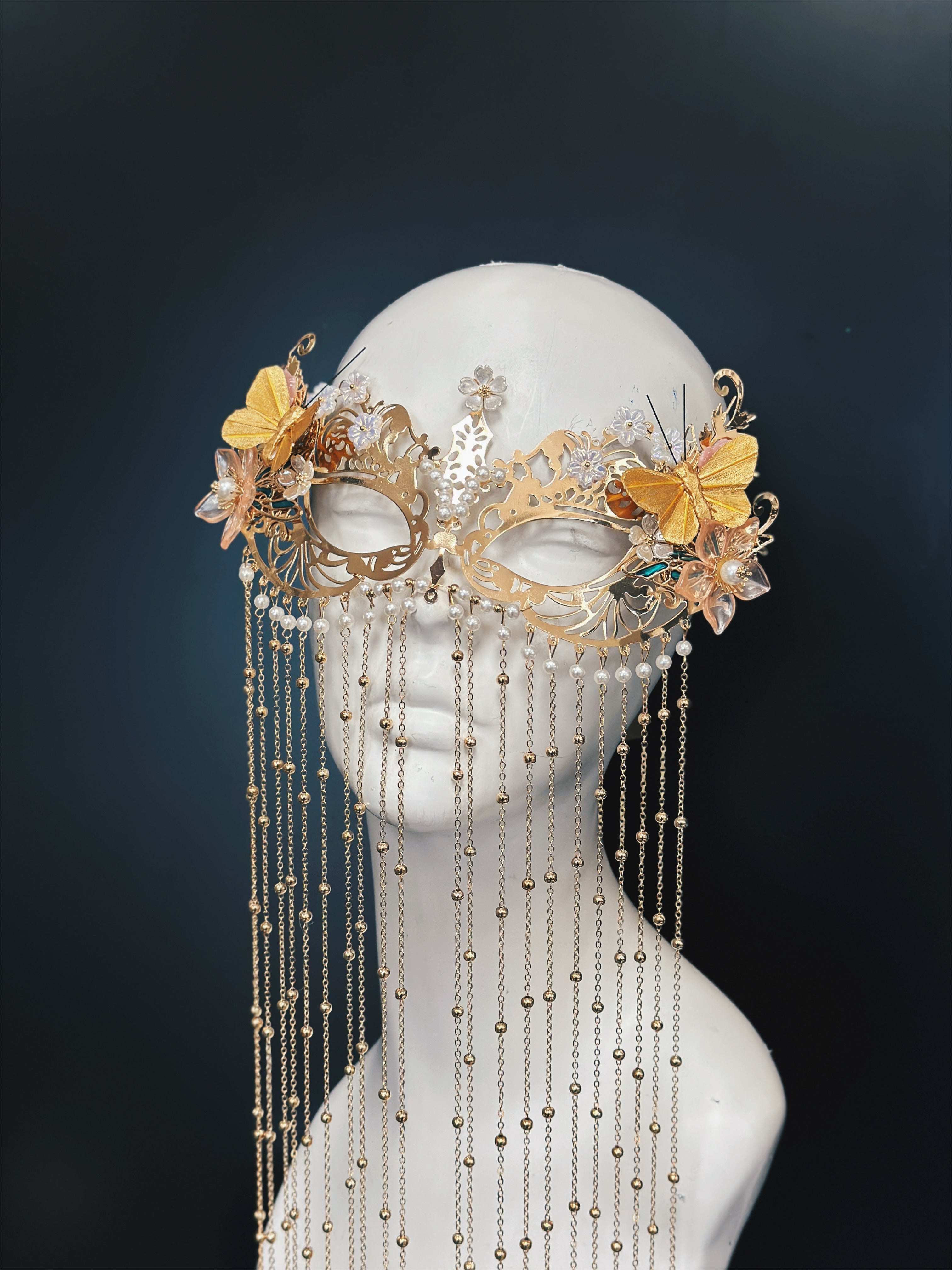 Butterfly Chain Mask - Gold