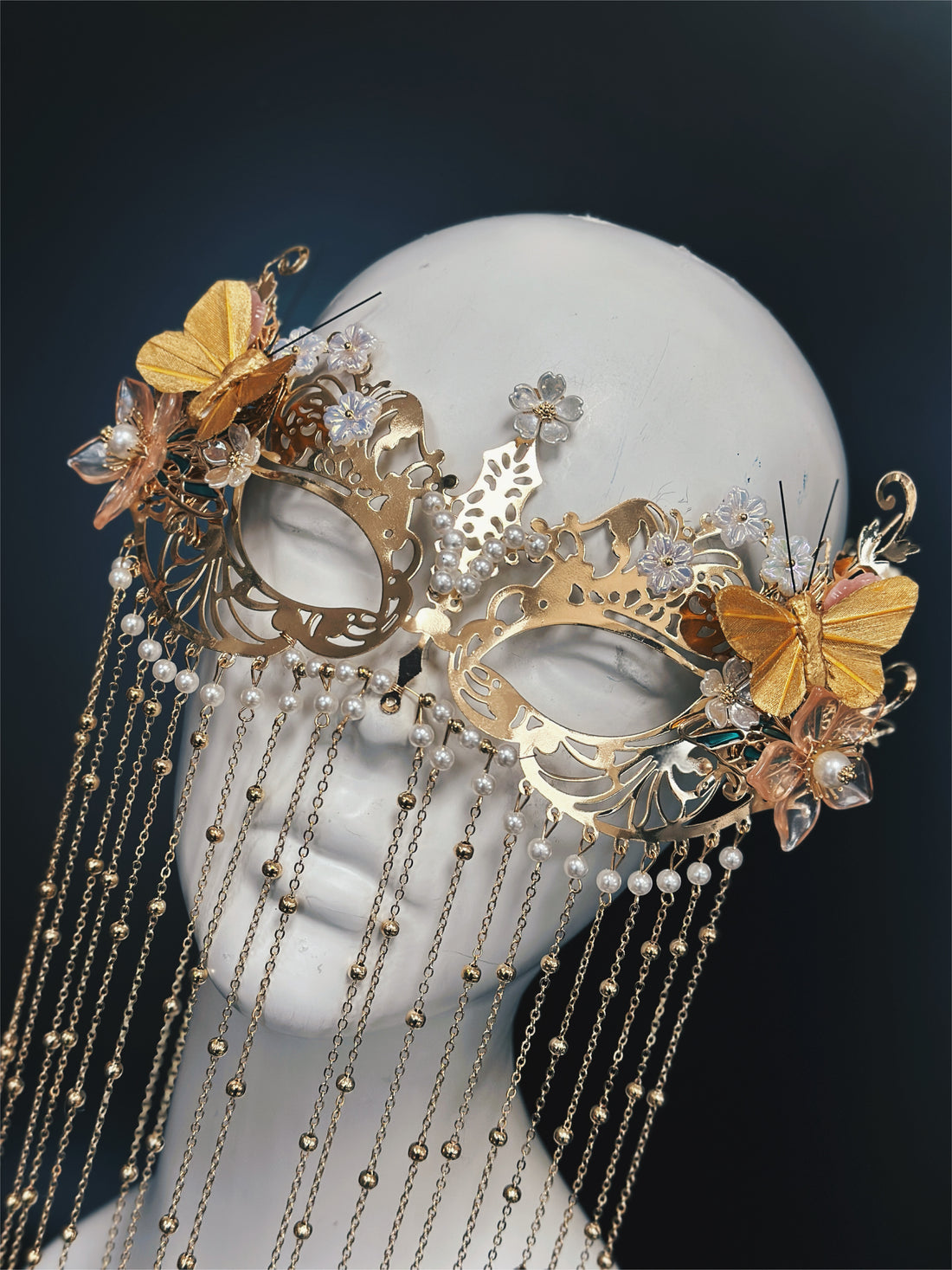 Butterfly Chain Mask - Gold