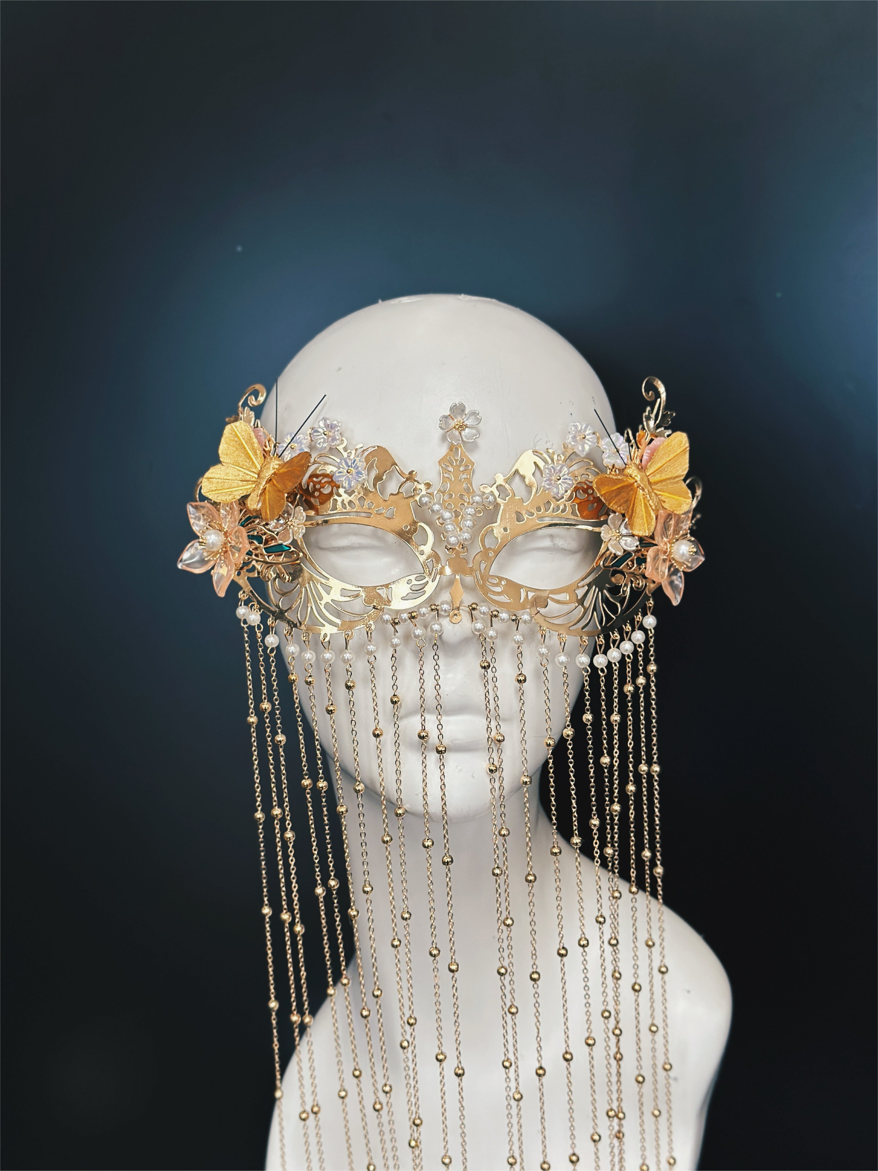 Butterfly Chain Mask - Gold