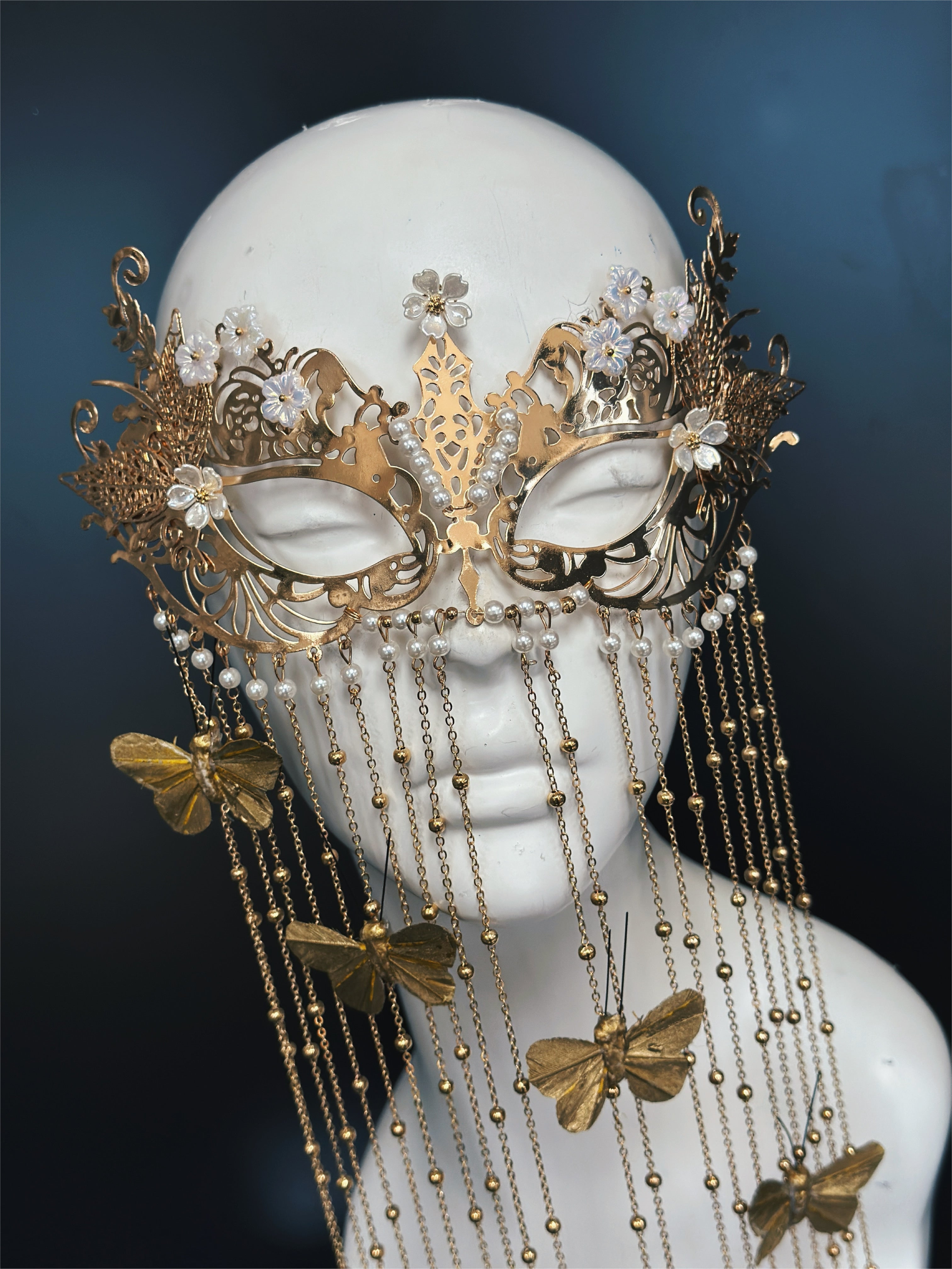 Butterfly Chain Mask - Gold