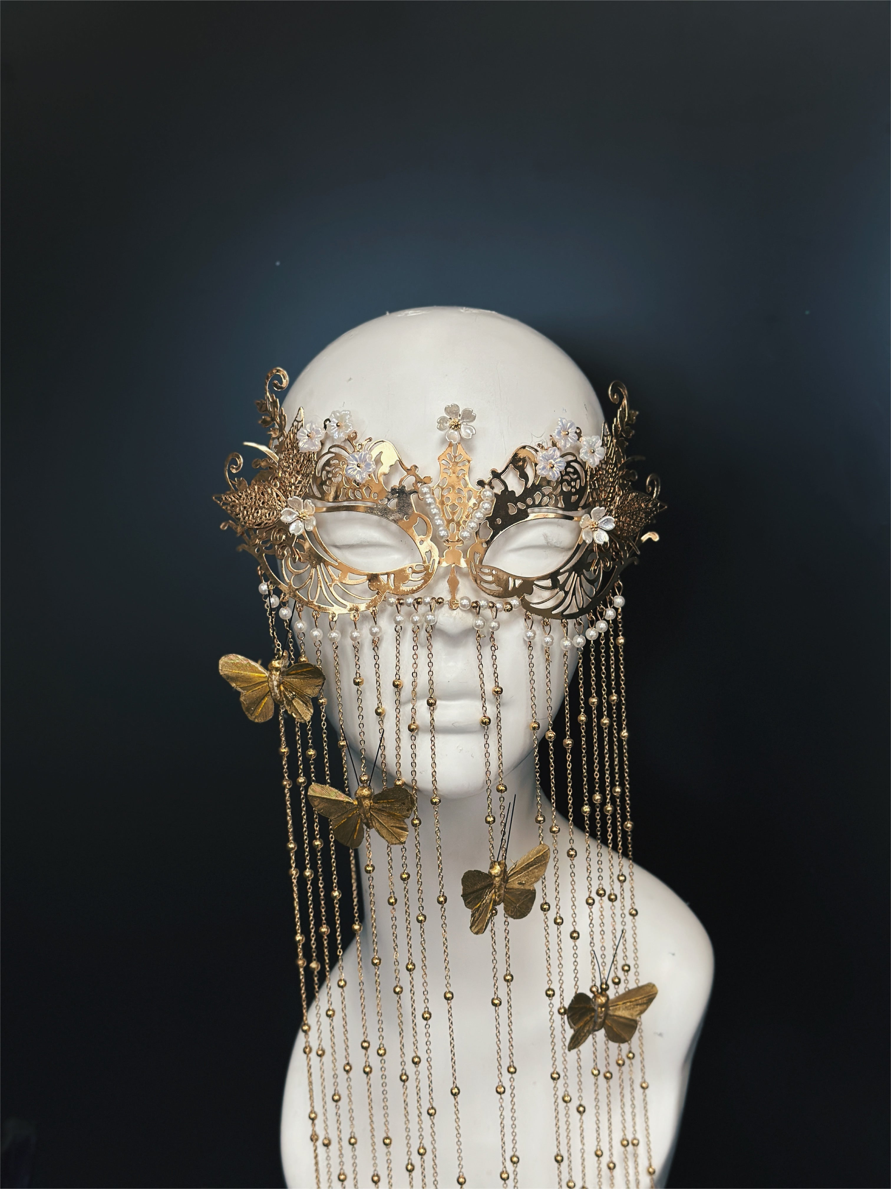 Butterfly Chain Mask - Gold