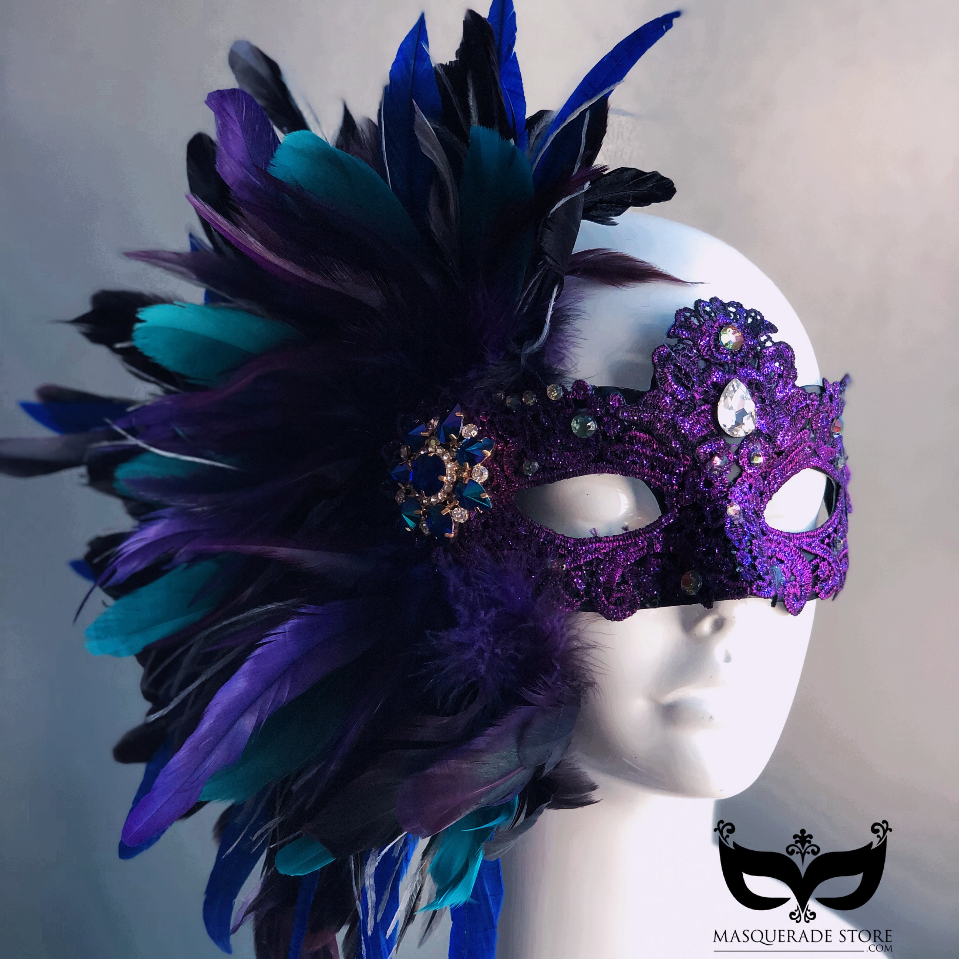 Lux Feather Mask - Purple Blue
