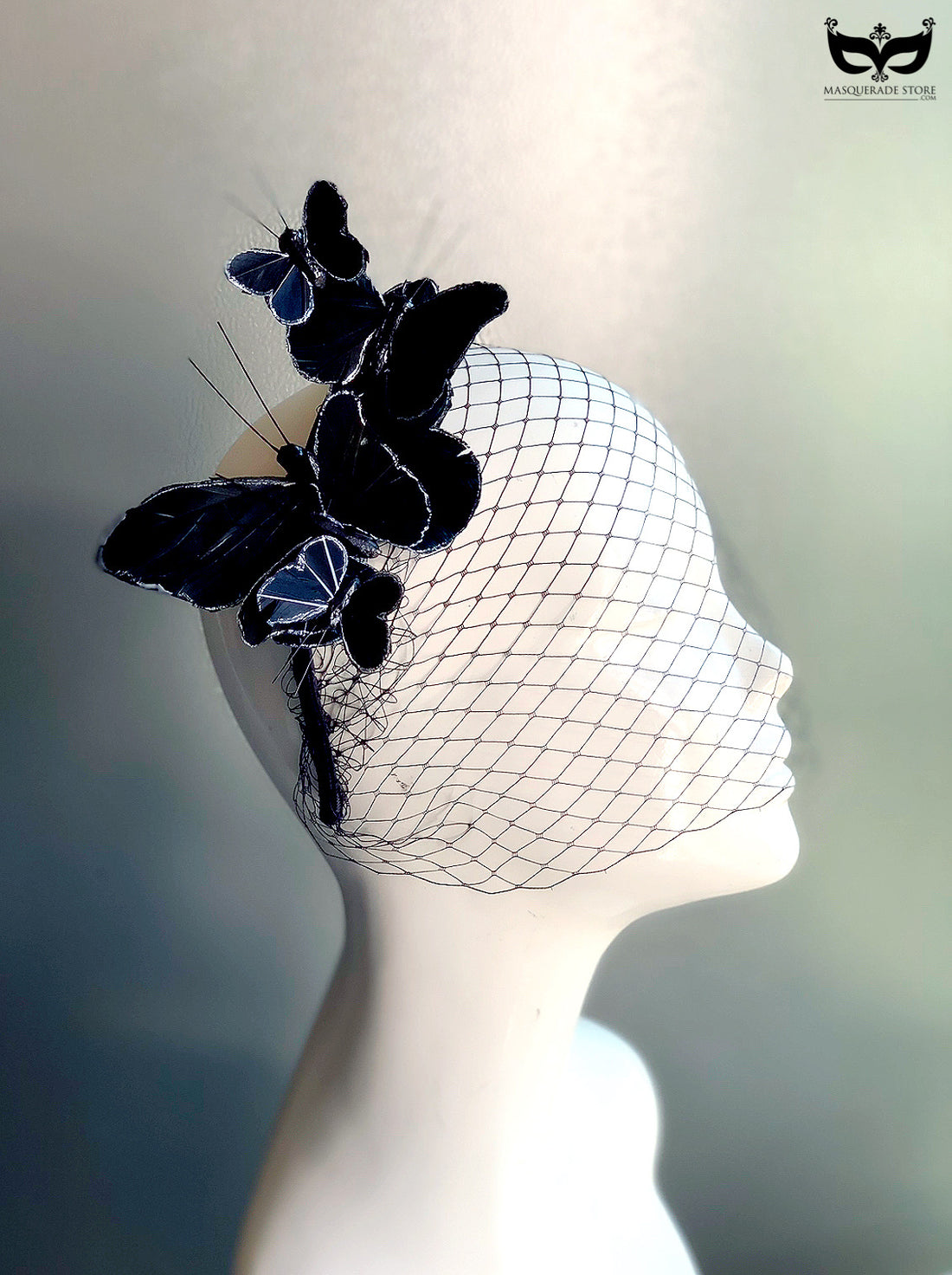 Butterfly Nocturne Veil - Black Fascinator