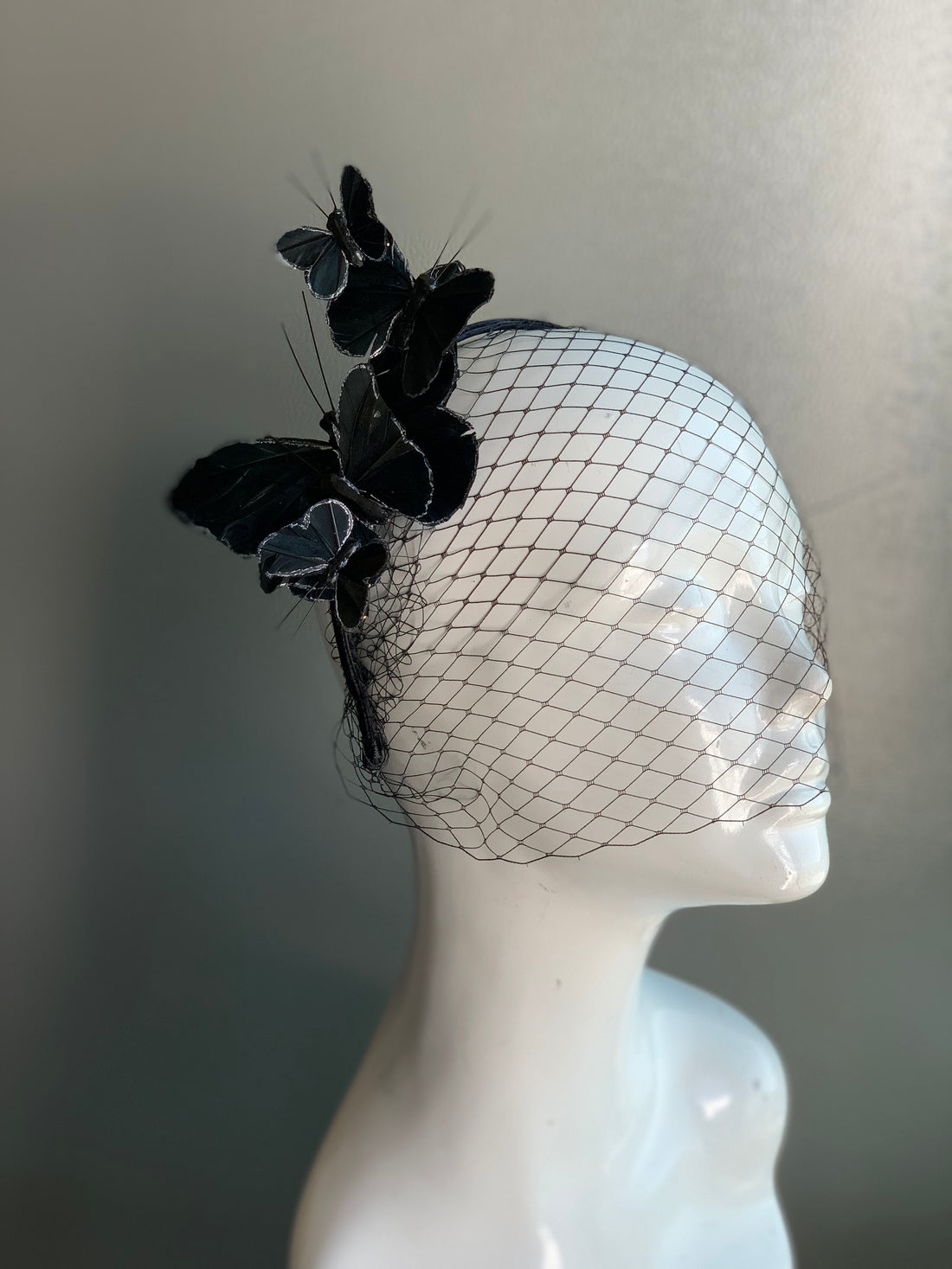 Midnight Flutter Veil Fascinator