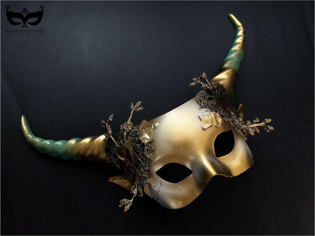 Long Horn Mask - Gold Green