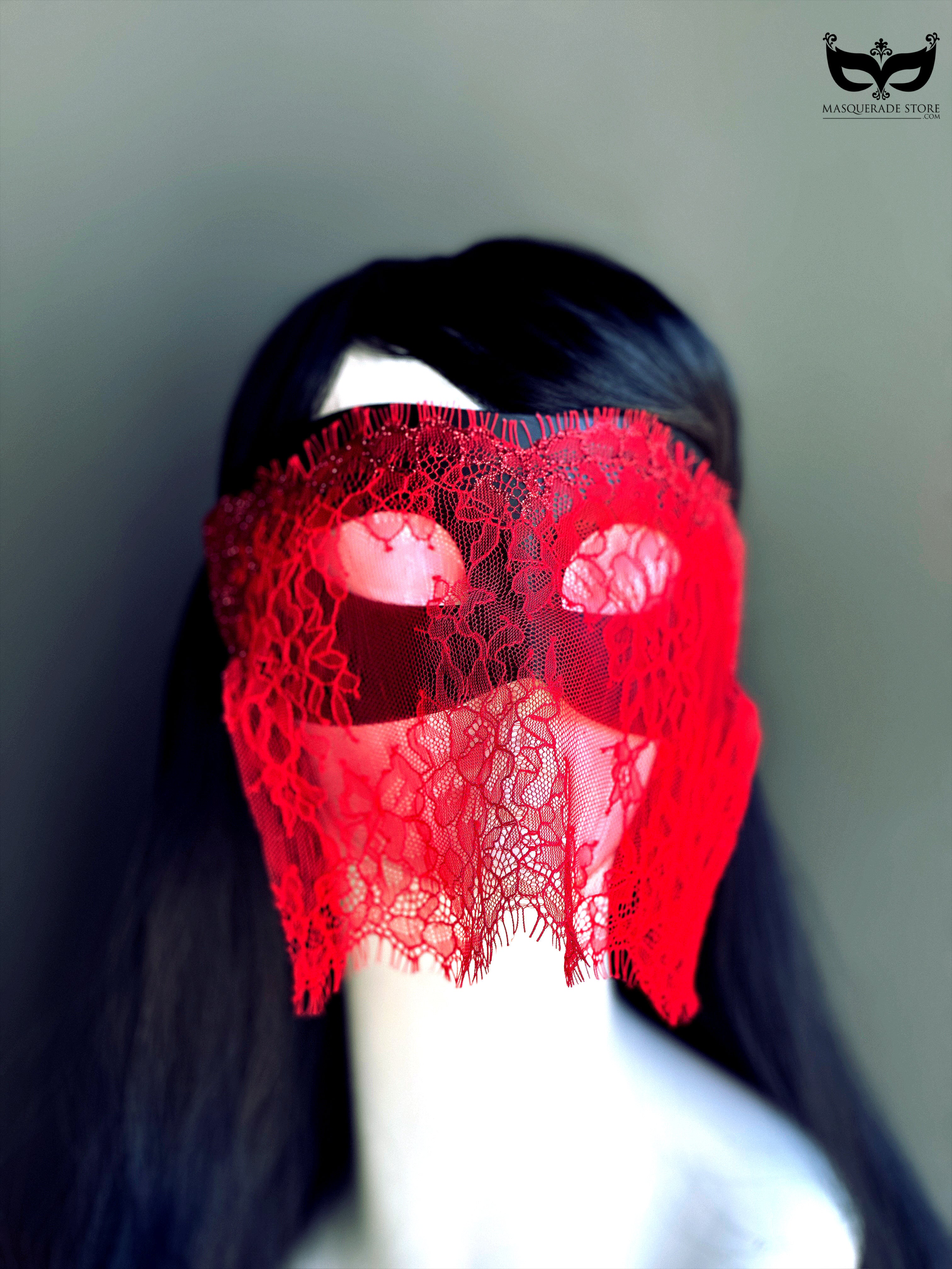 Classic Black Mask- Red Veil