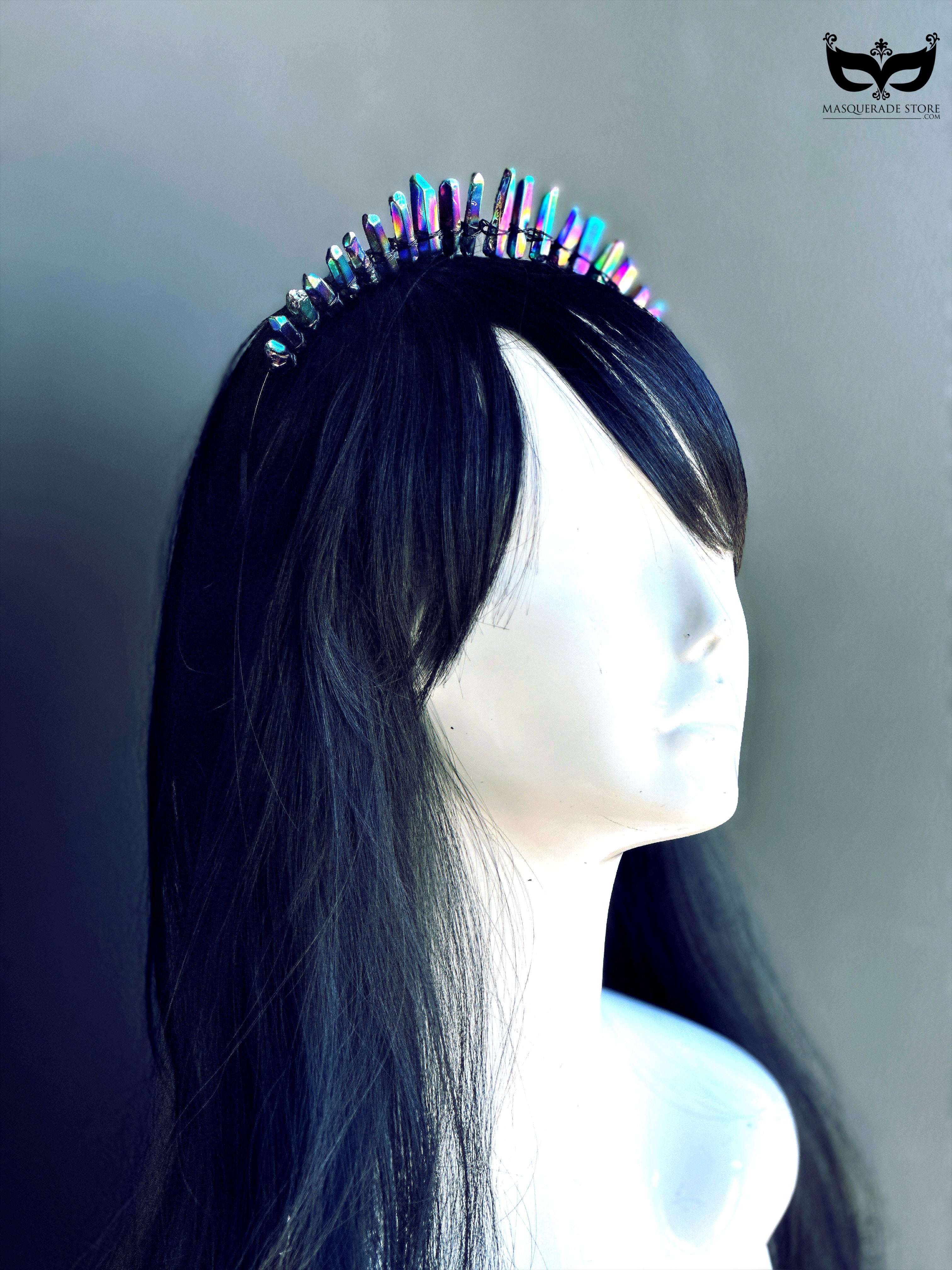 Obsidian Glow – Rainbow Quartz Headband