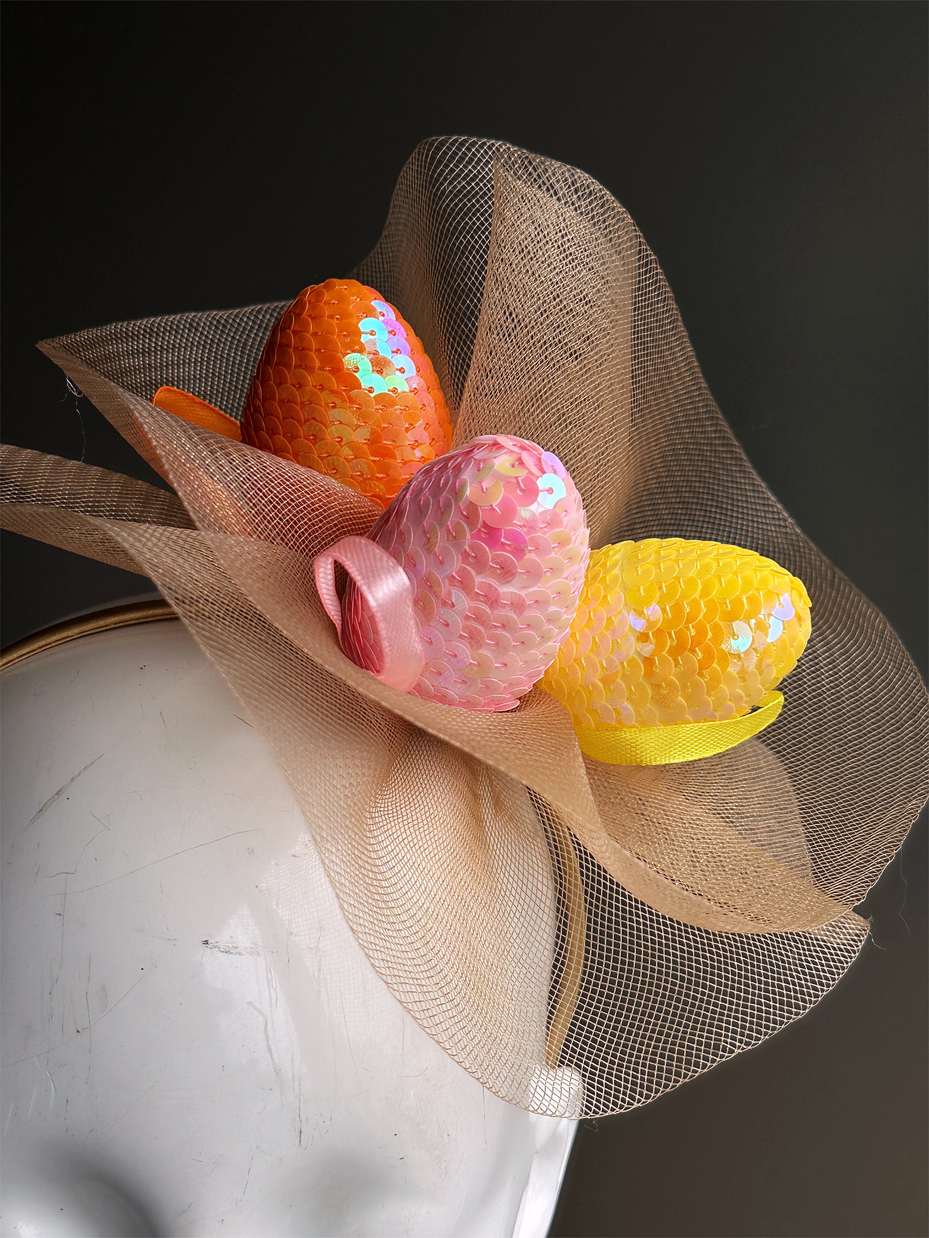 Sequin Easter Eggs Fascinator - Golden