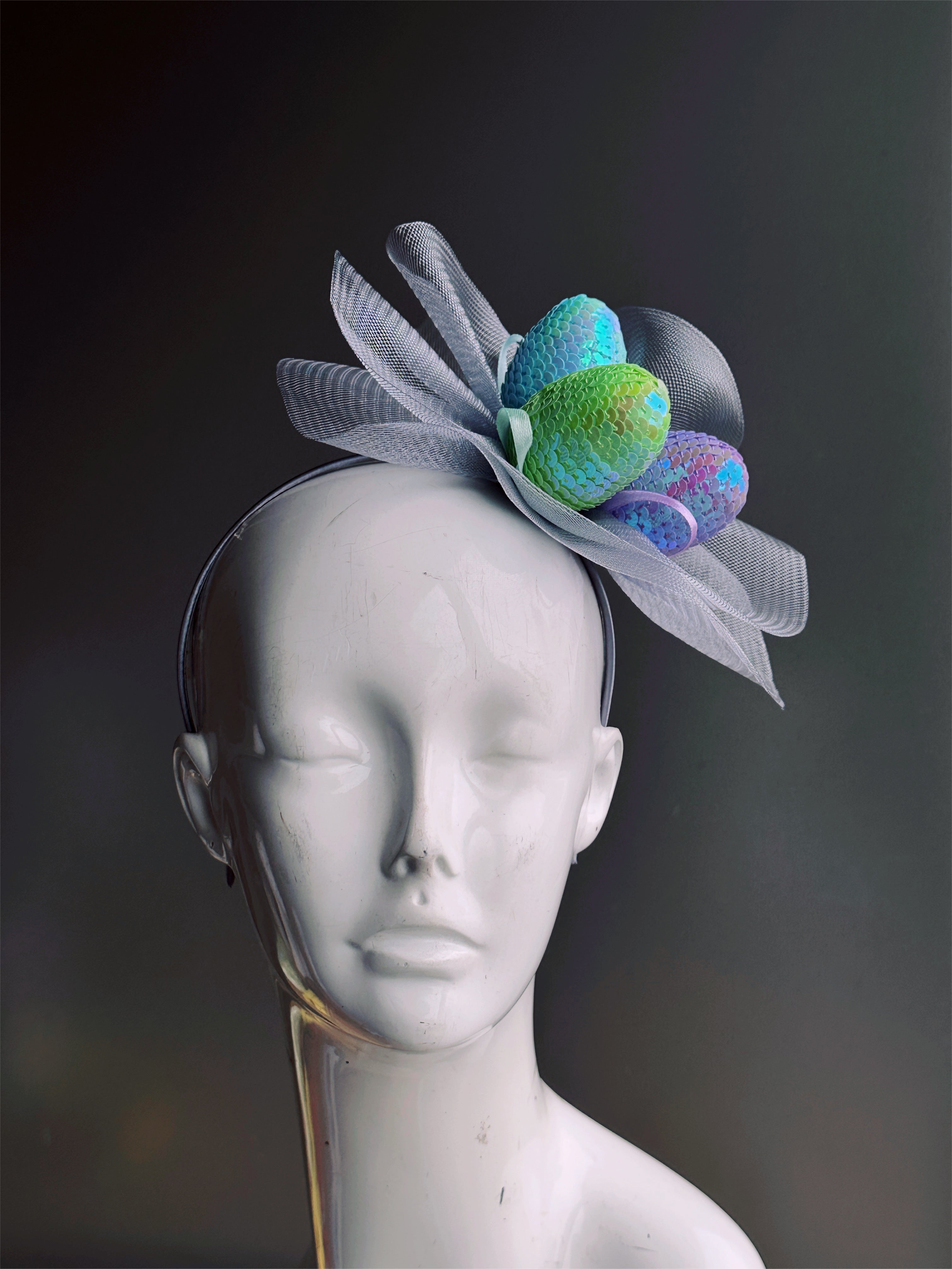 Sequin Egg Ascot - Silver