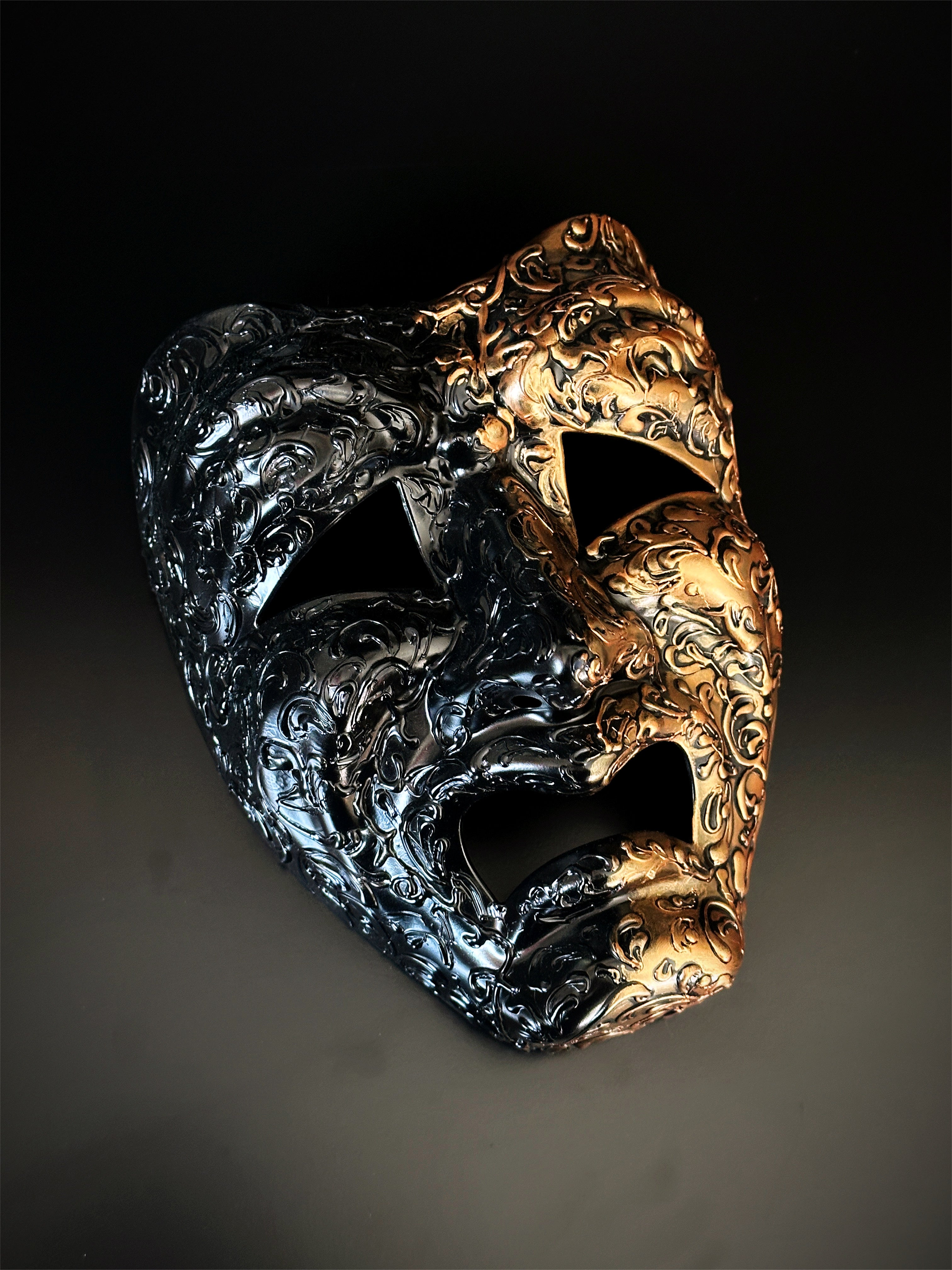 Filigree Tragedy Mask - Black/Gold