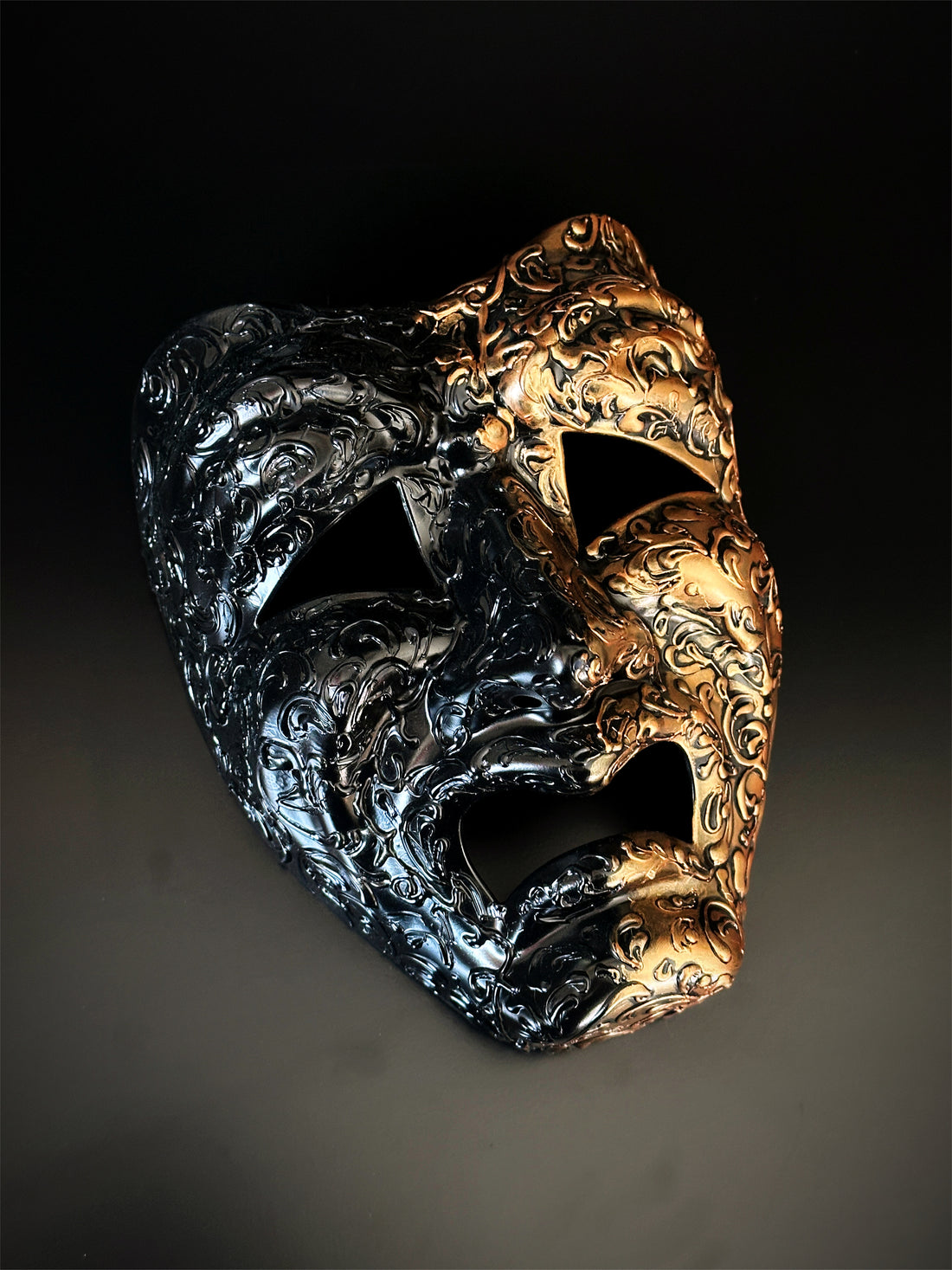 Filigree Tragedy Mask - Black/Gold