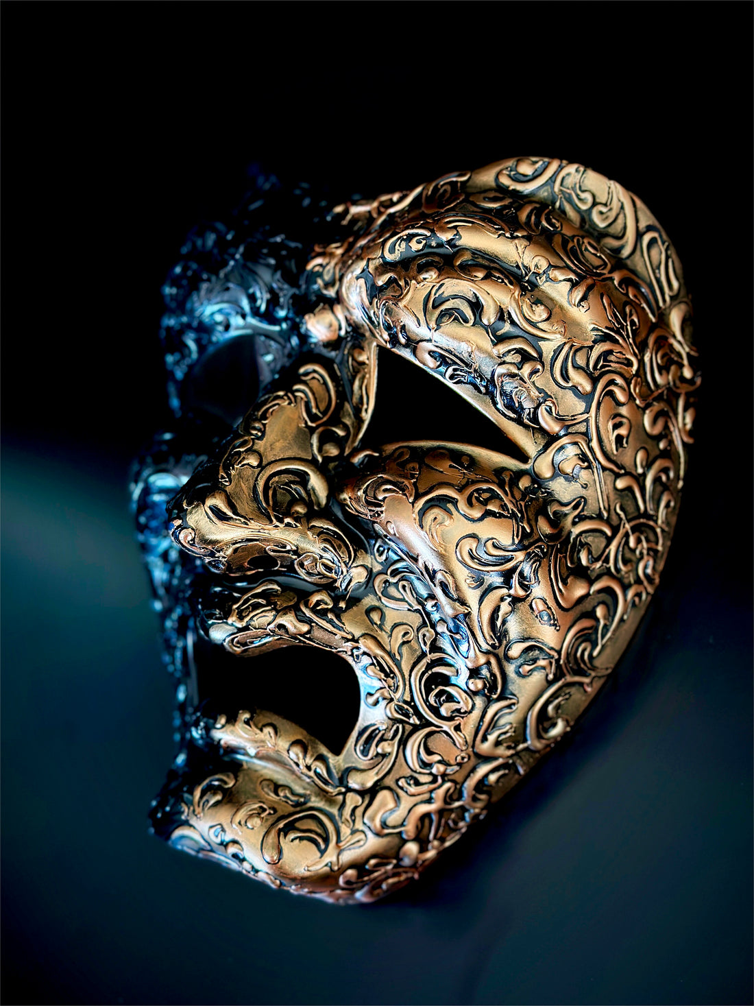 Filigree Tragedy Mask - Black/Gold