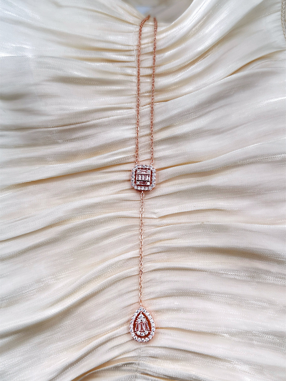 Crystal Cascade - Necklace (Rose Gold)