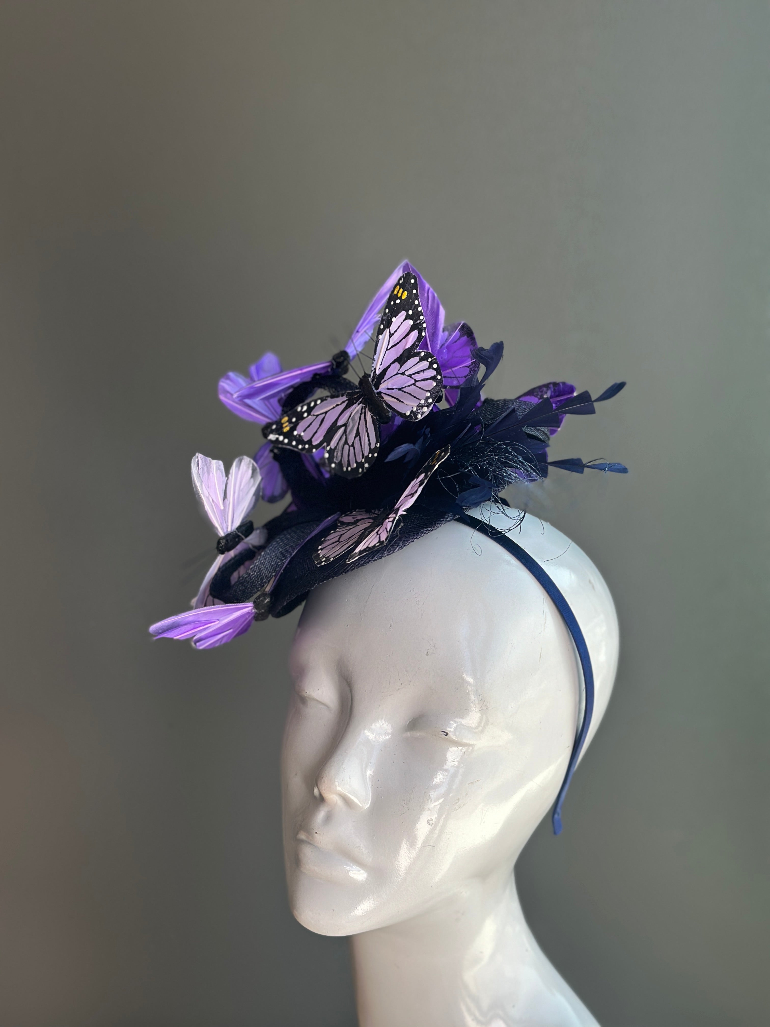 Purple Butterfly Fascinator Hat