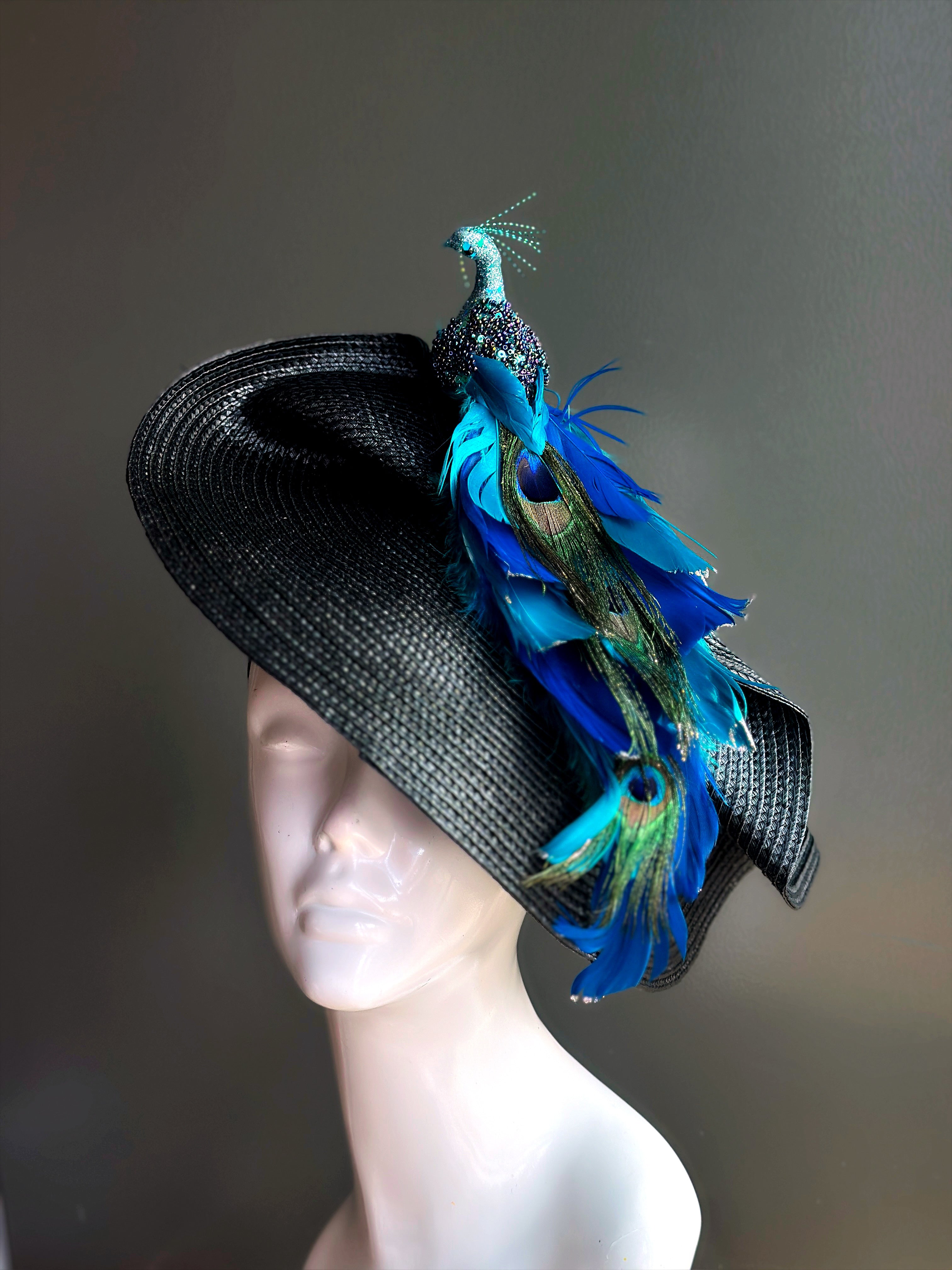 Black Peacock Fascinator Hat