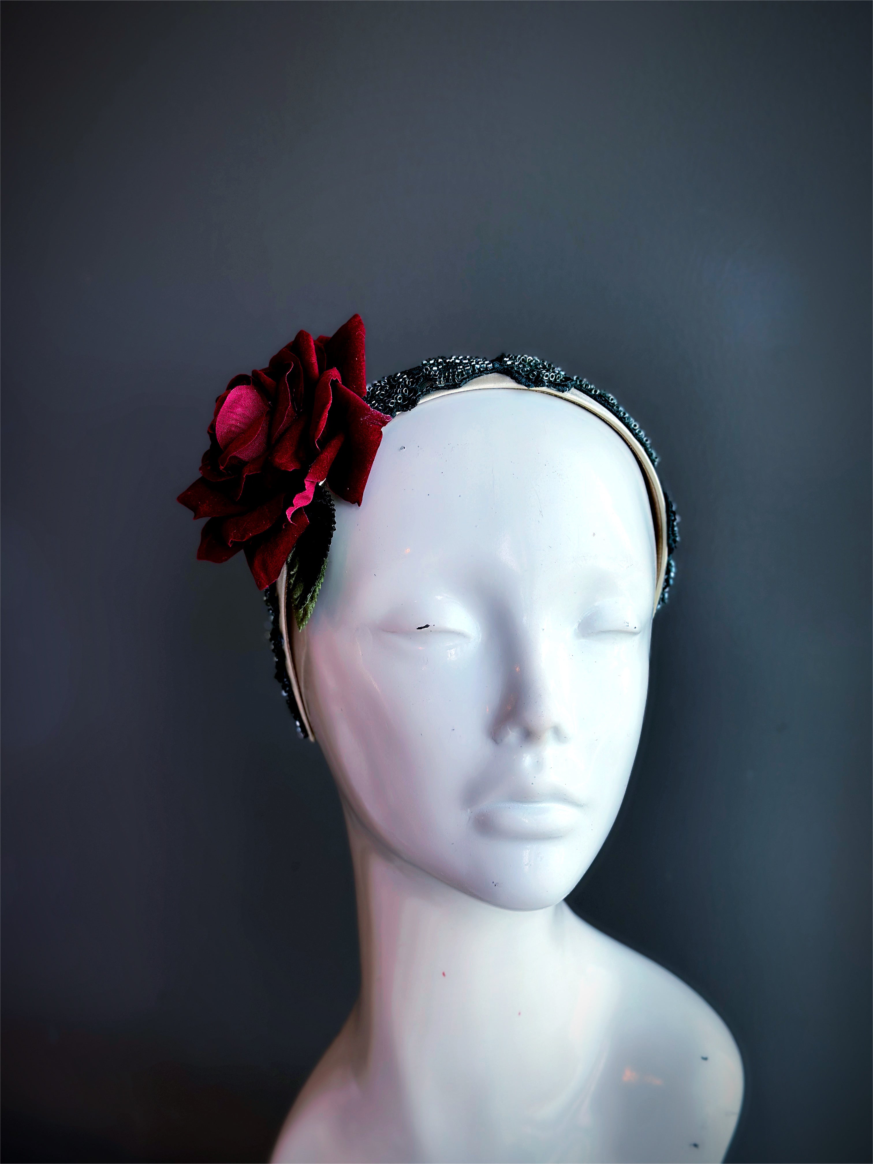 Burgundy Rose Embellished Headband