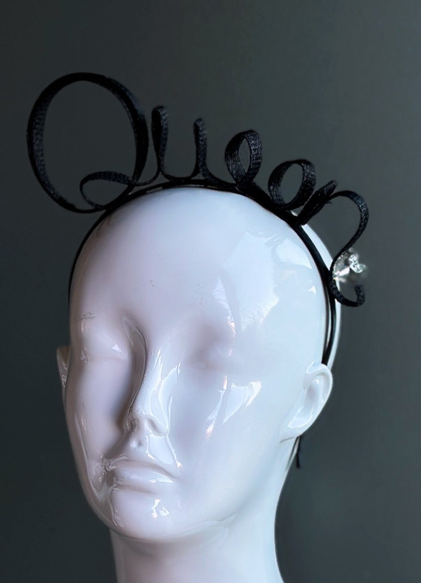 "Queen" Minimalist Ribbon Fascinator Headband