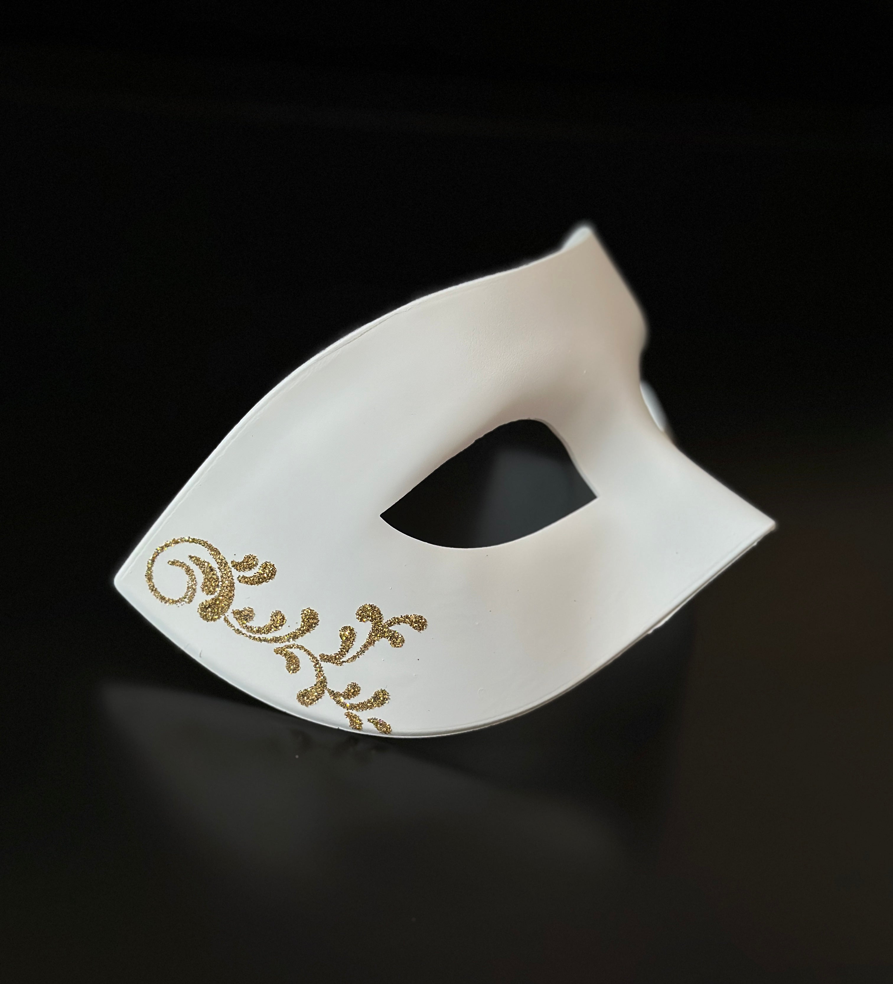 Gold Filigree White Venetian Mask - Men