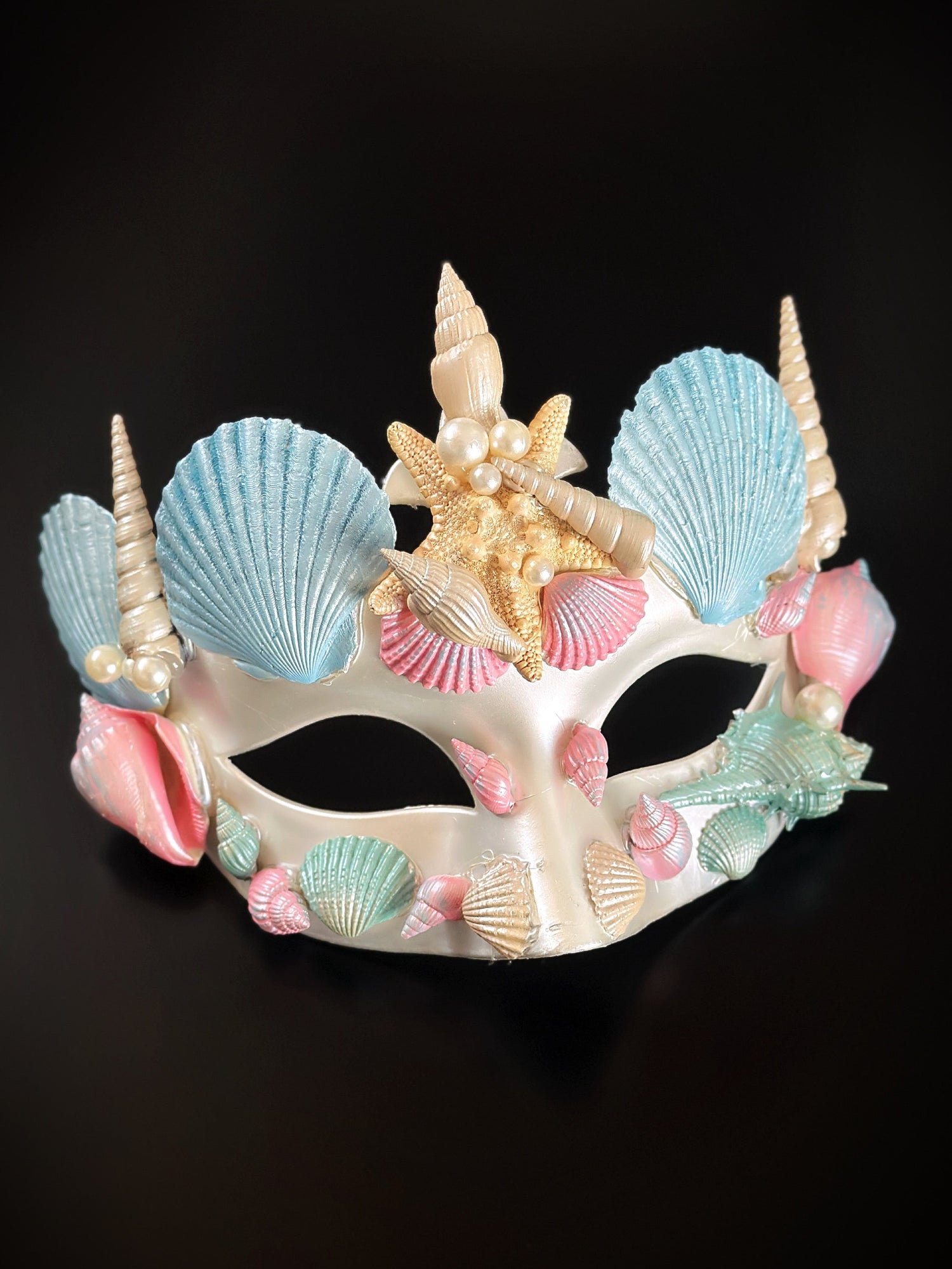 Merman Shell Mask - Green Blue Pink