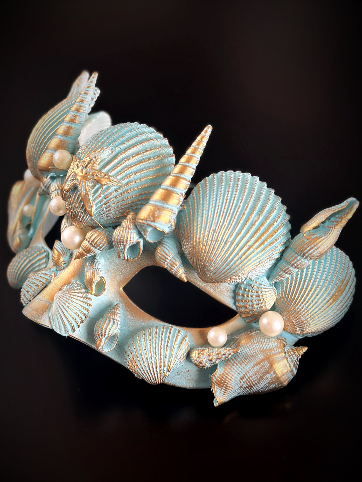 Merman Shell Mask - Turquoise Gold