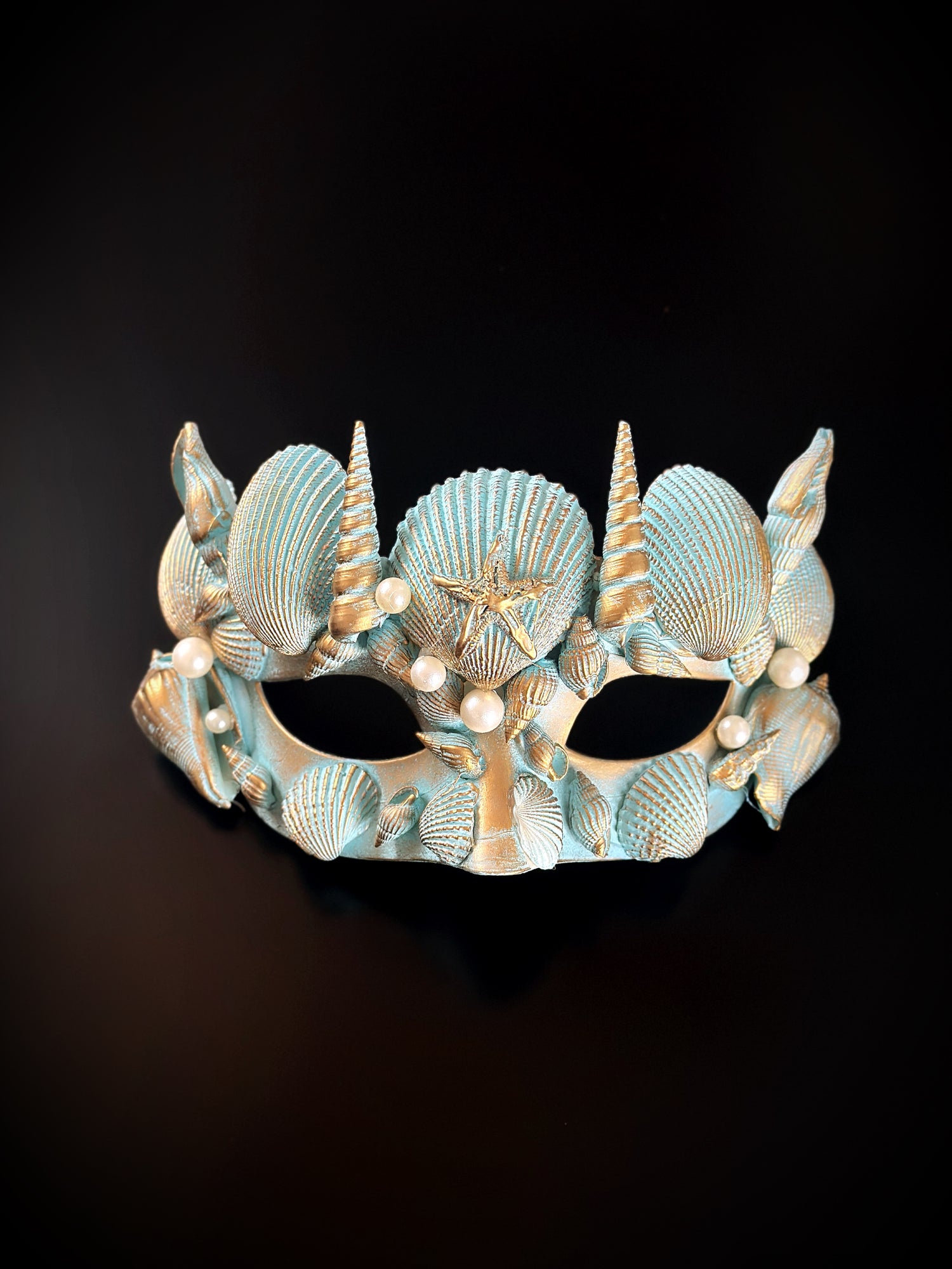 Merman Shell Mask - Turquoise Gold
