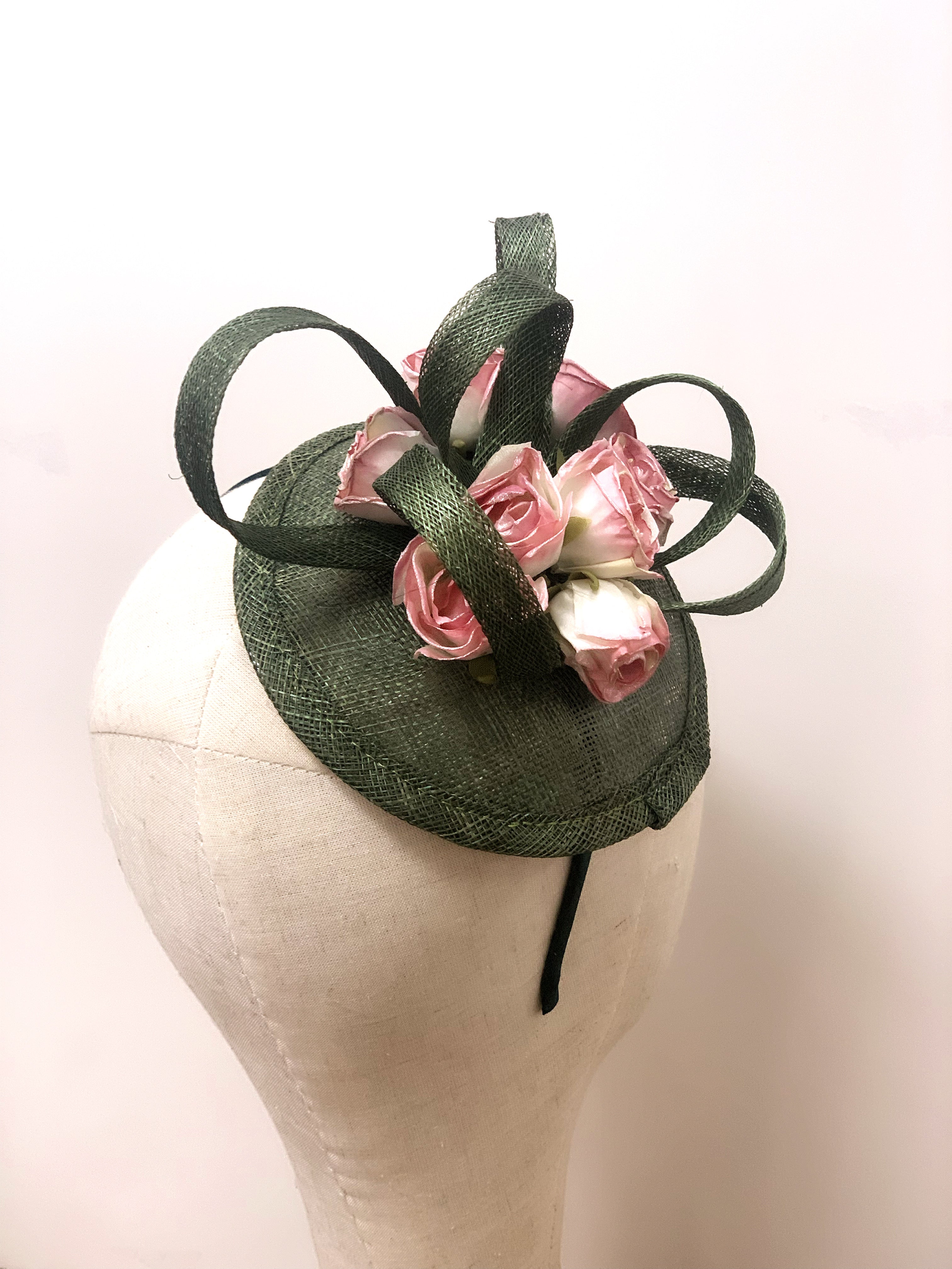 Green Fascinator - Rose Blooms