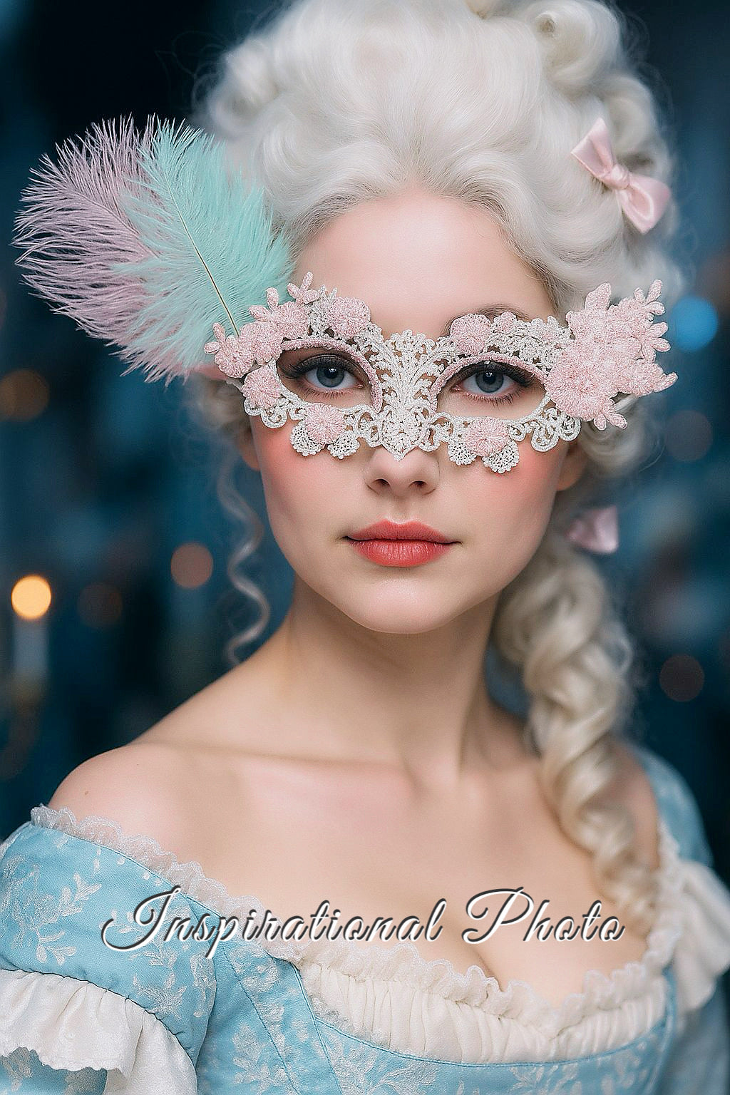 Lace Feather Mask - Marie Antoinette