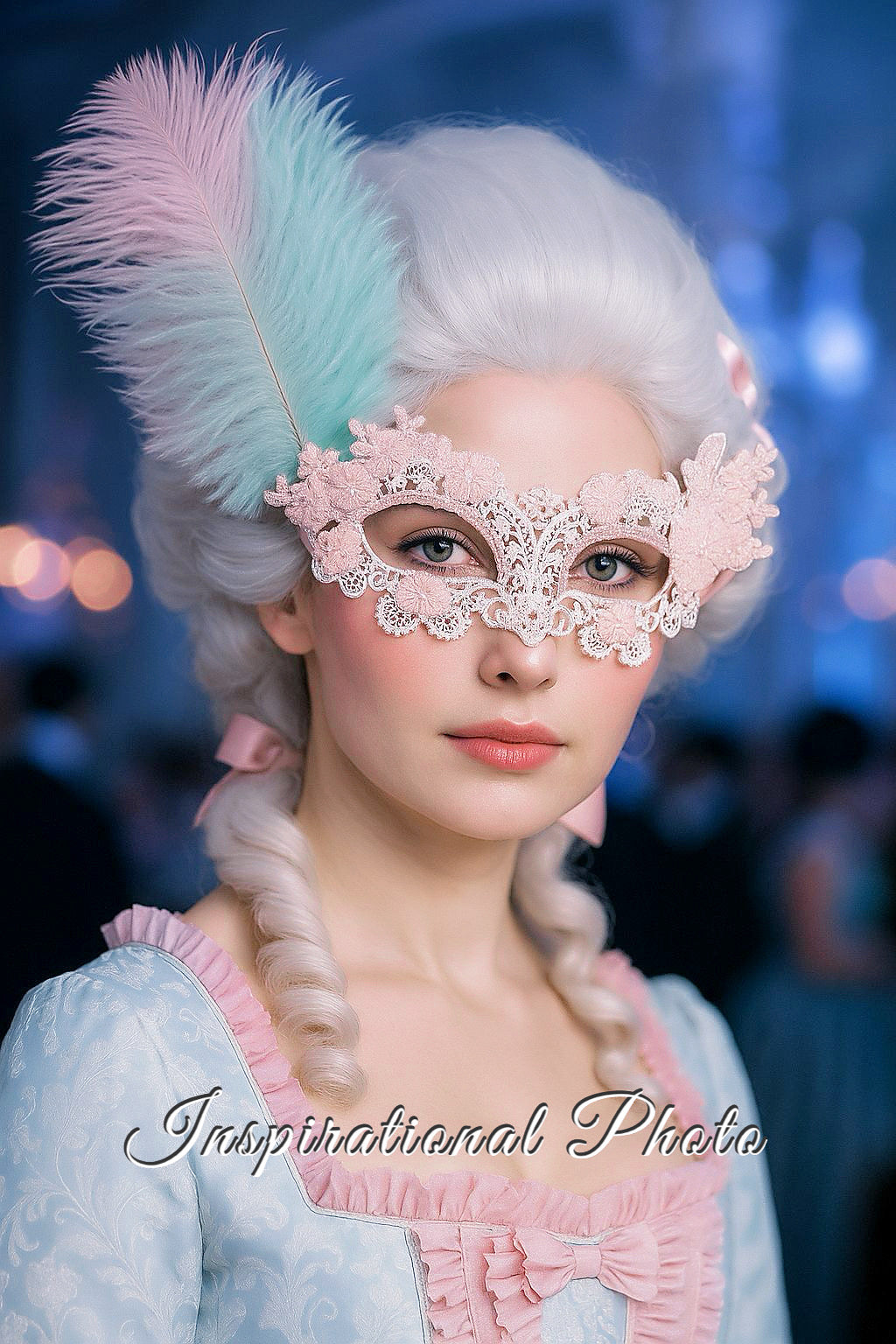 Lace Feather Mask - Marie Antoinette